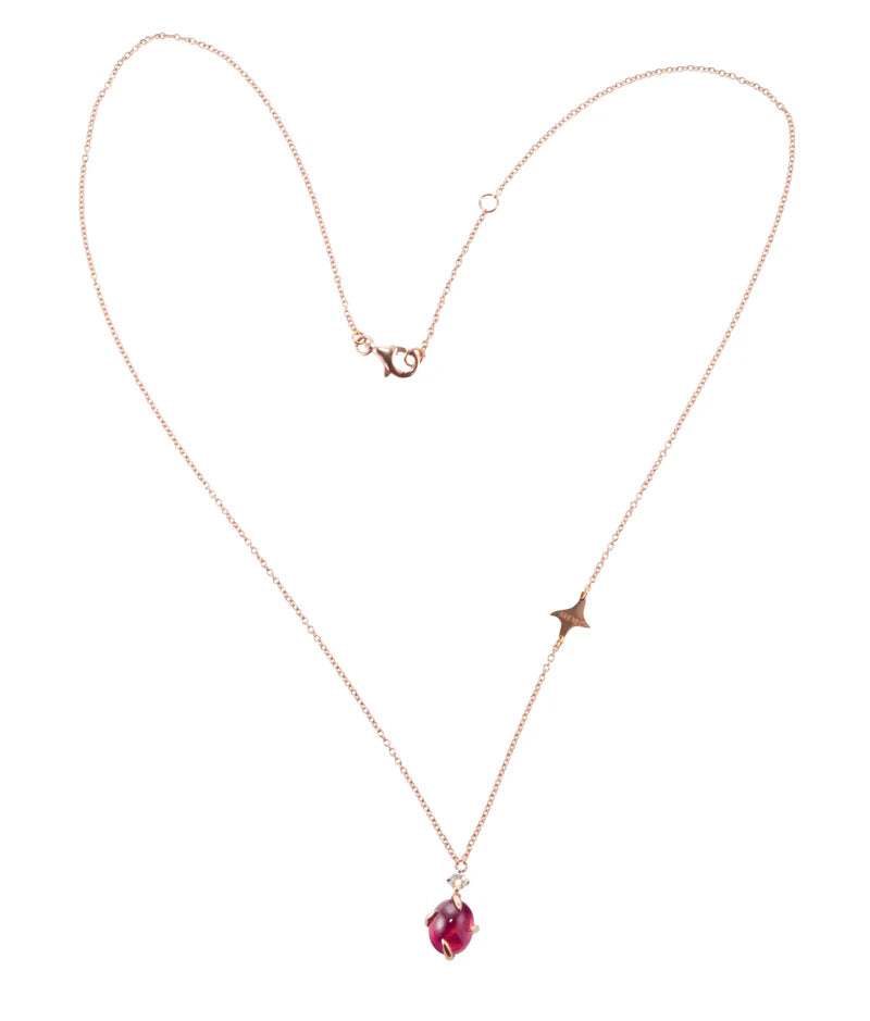 Mimi Milano Rose Gold Red Quartz Diamond Pendant Necklace