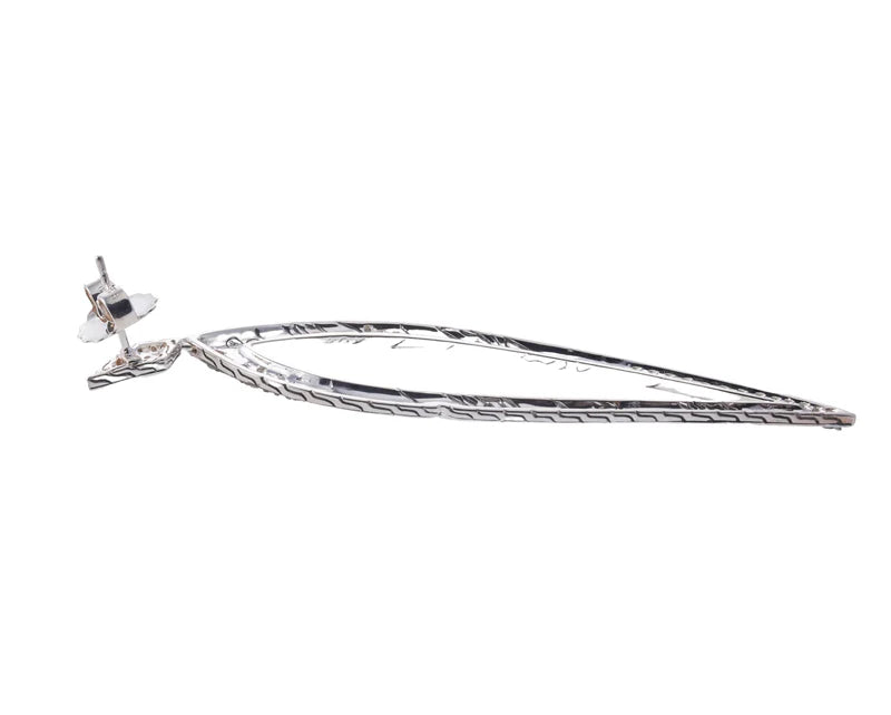 John Hardy Lahar Sterling Silver Diamond Long Earrings OG-2539
