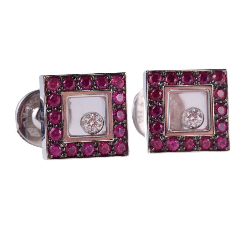 Chopard Happy Diamonds Ruby Gold Earrings