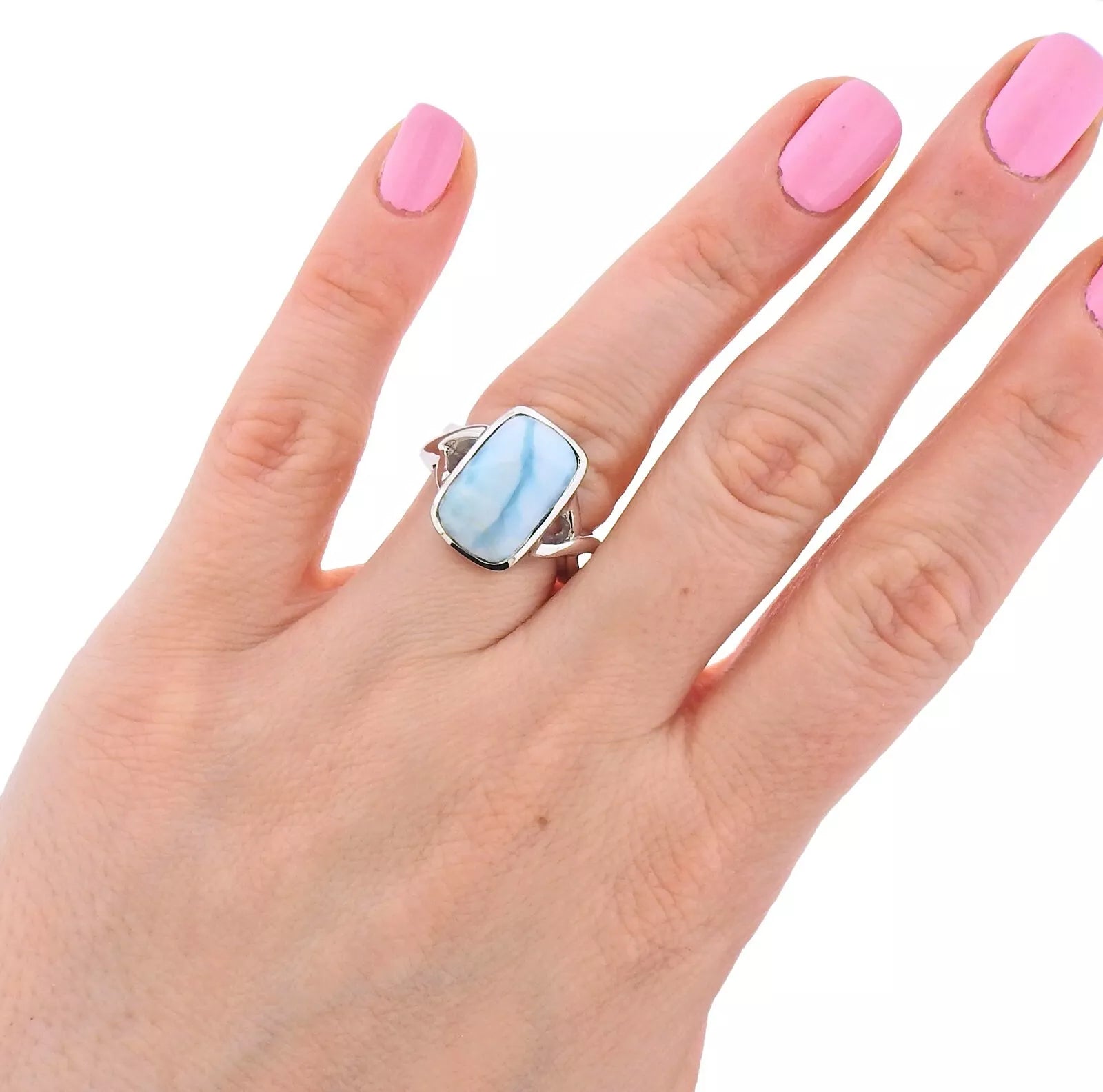 Marahlago Sterling Silver Larimar Brie Ring Retail $231 #010