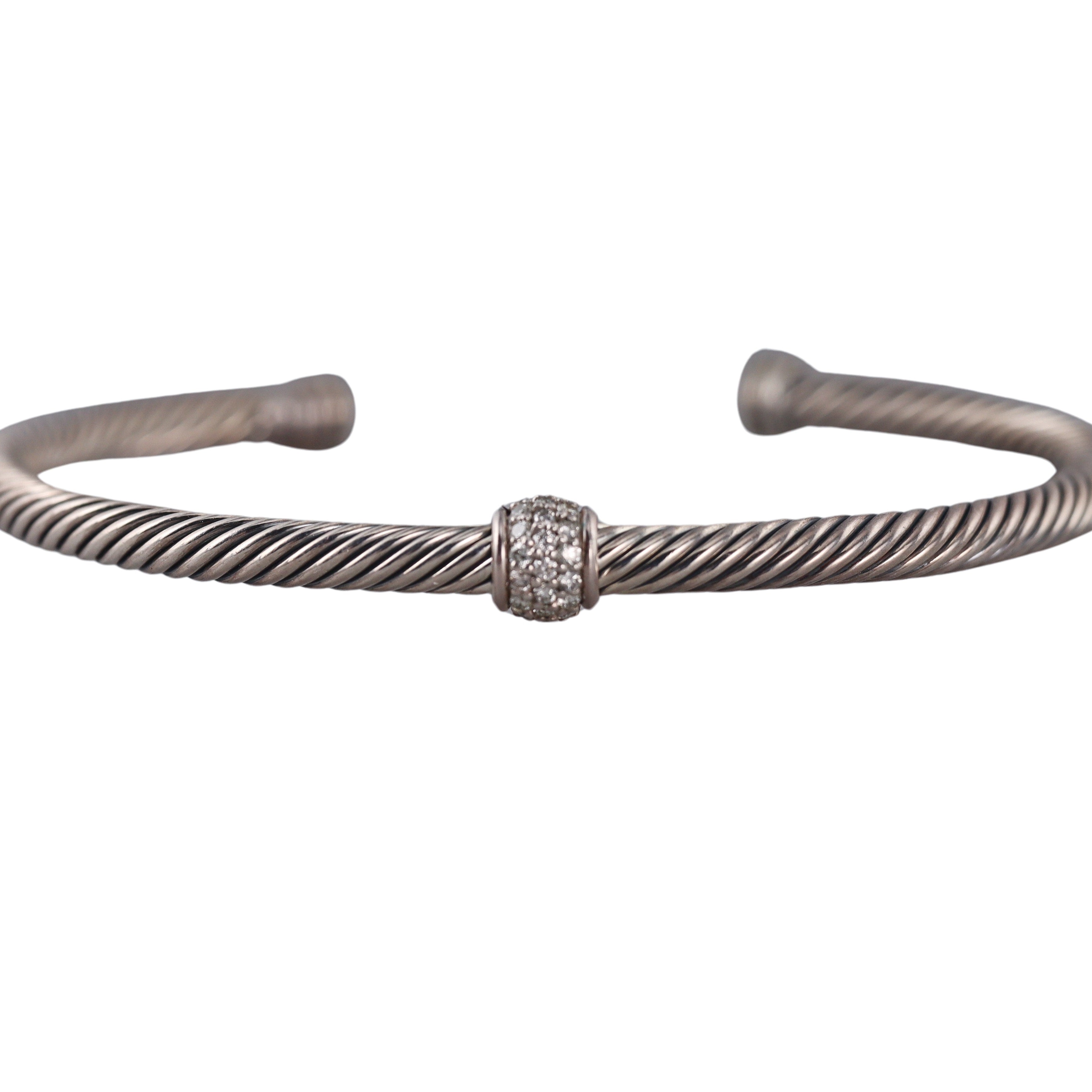 David Yurman Silver Diamond Classic Cuff Bracelet