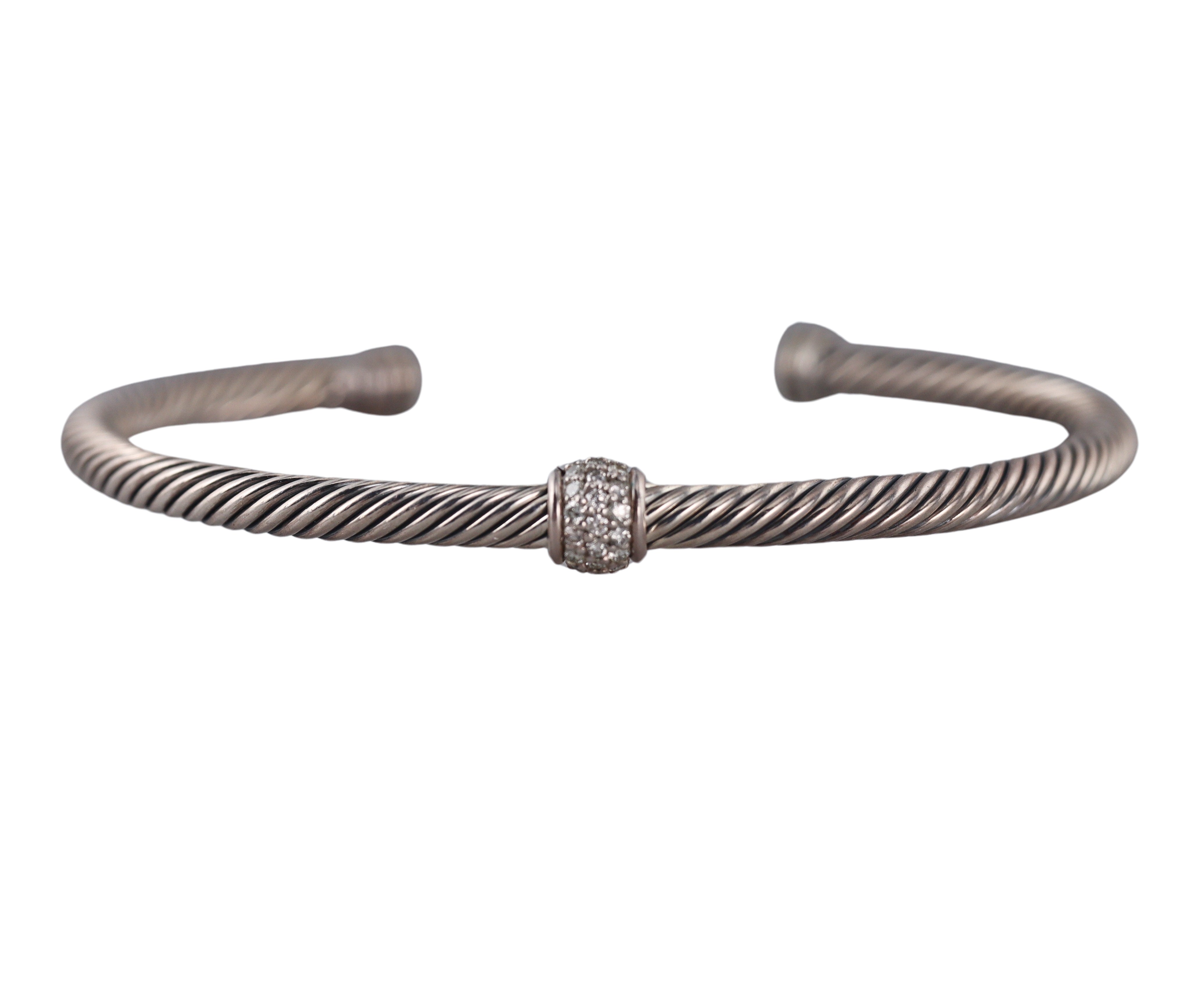 David Yurman Silver Diamond Classic Cuff Bracelet