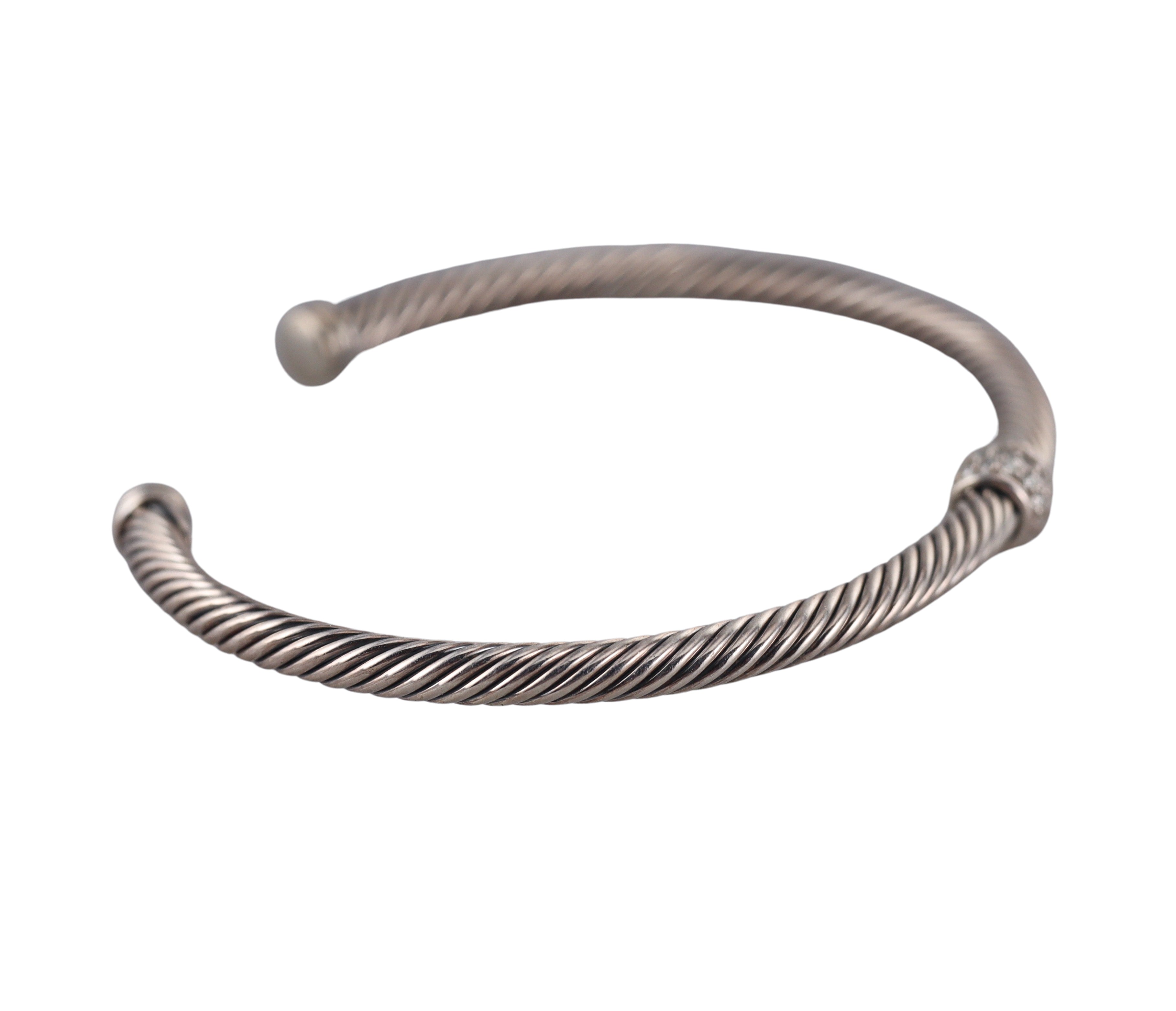 David Yurman Silver Diamond Classic Cuff Bracelet