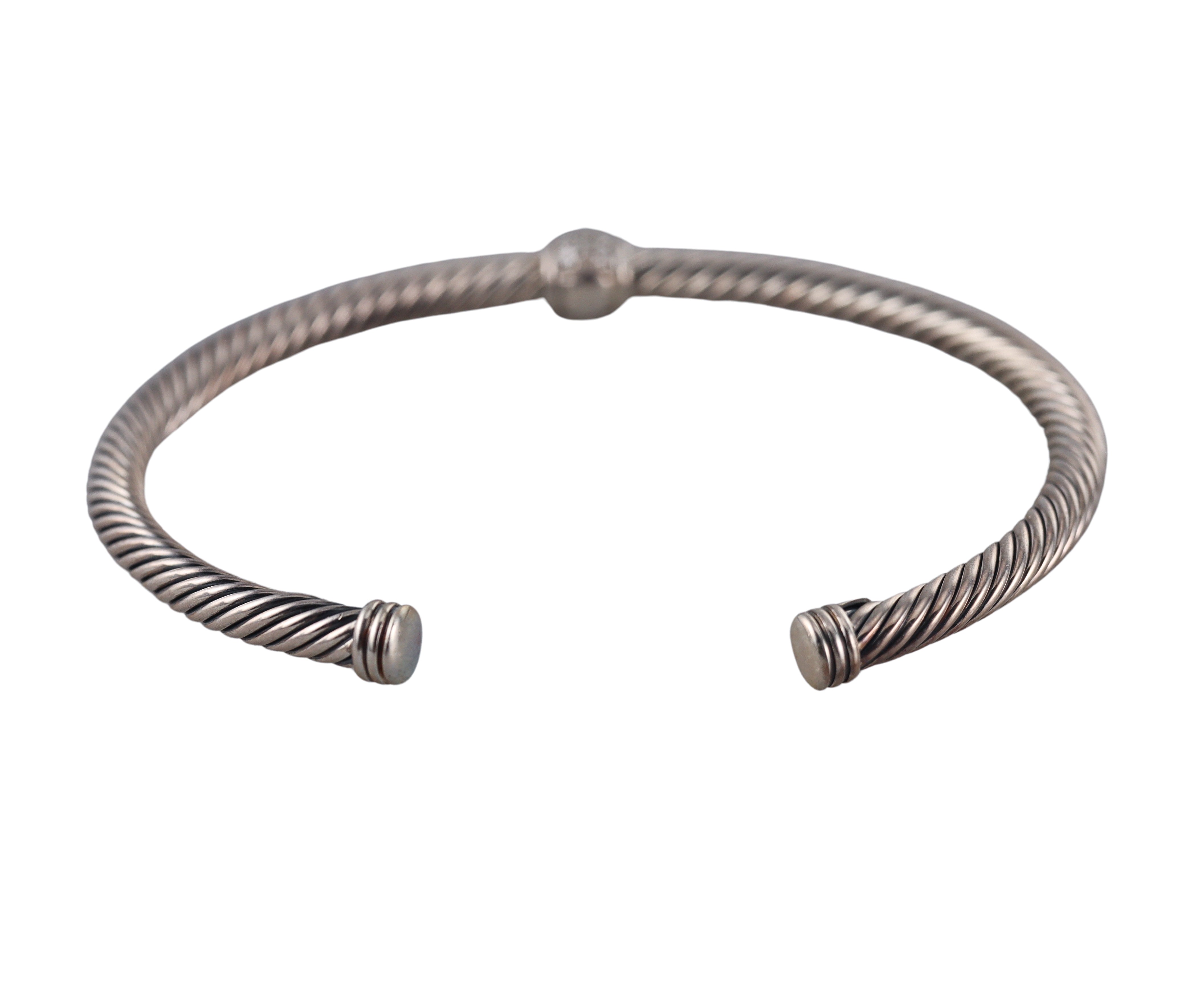 David Yurman Silver Diamond Classic Cuff Bracelet