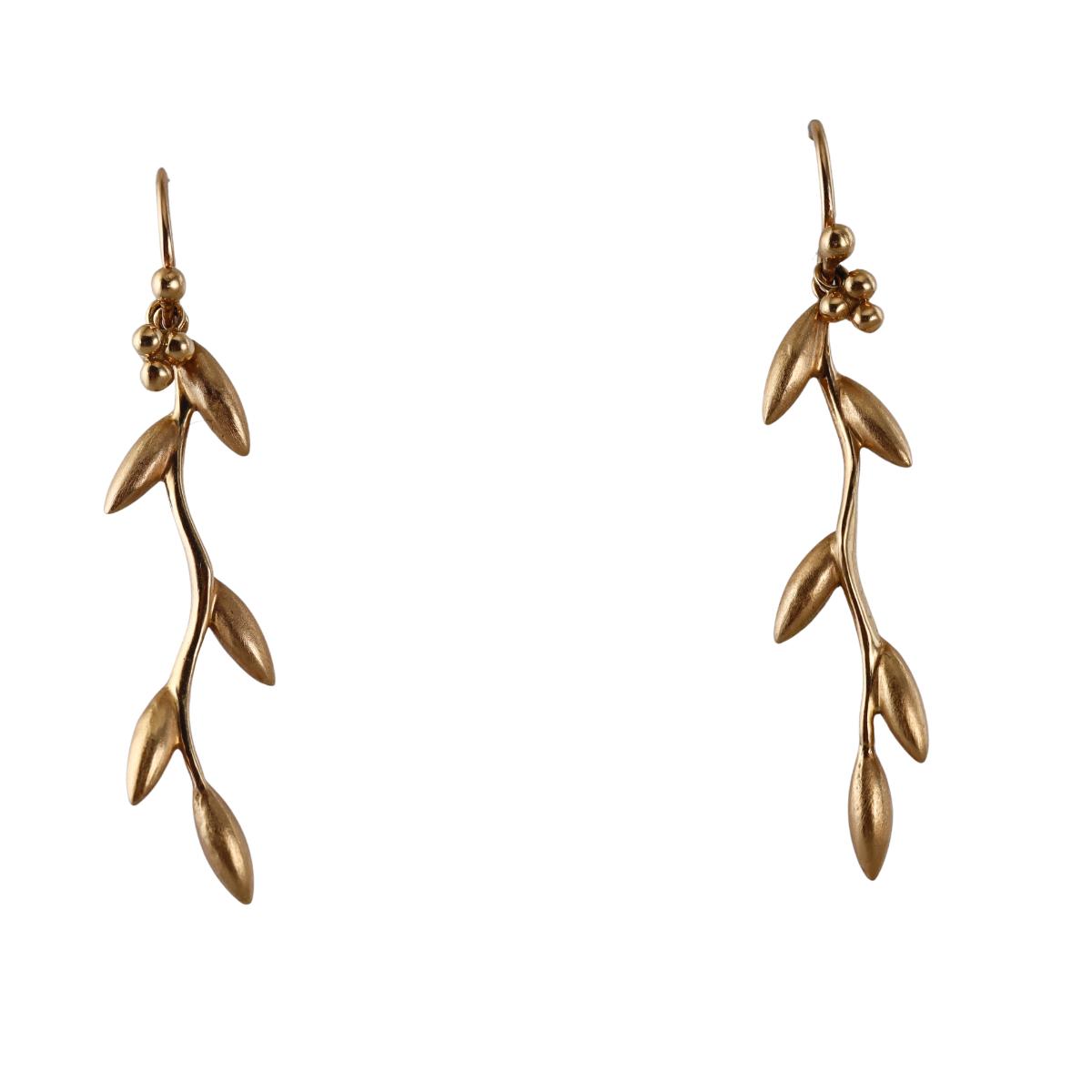 Temple St. Clair Gold Olive Leaf Earrings