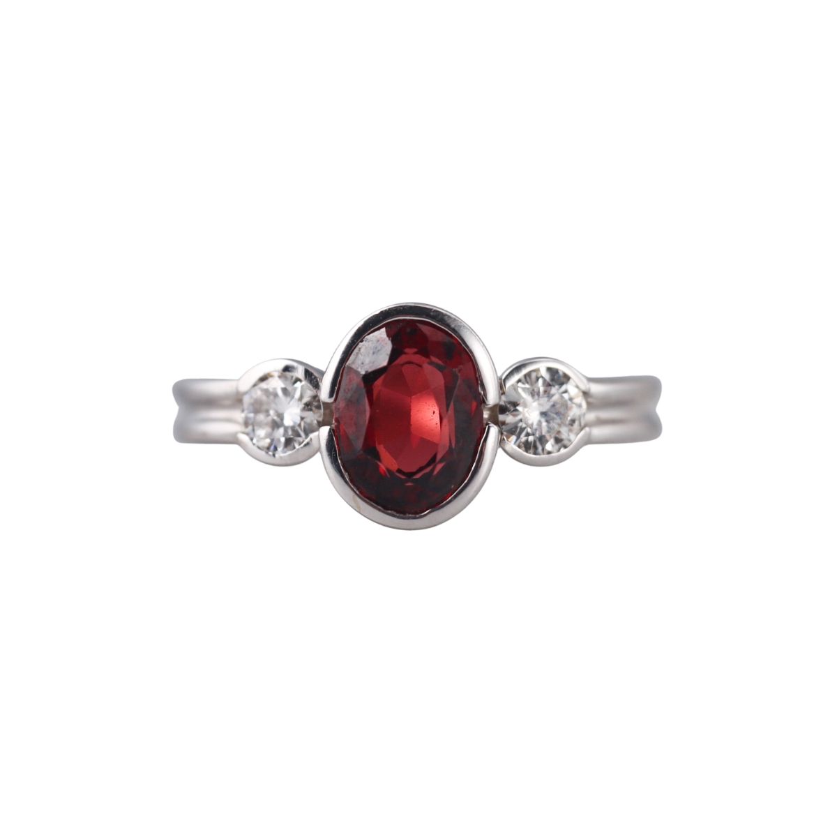 14k Gold Garnet Diamond Ring