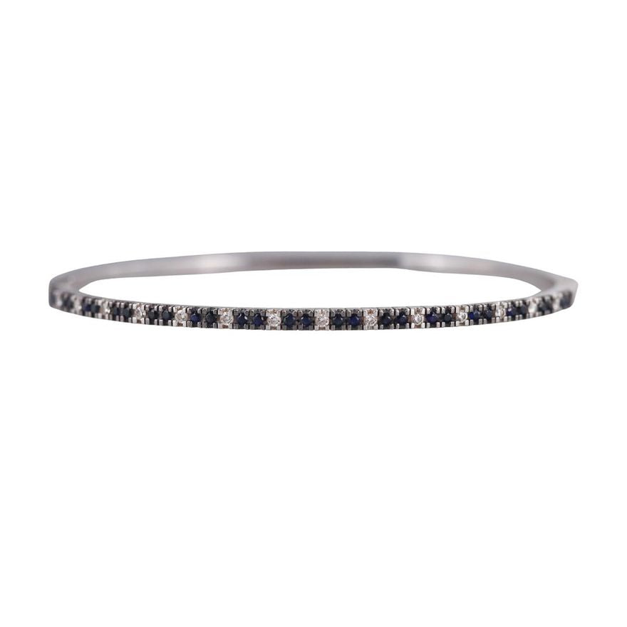 18k Gold Diamond Sapphire Bangle Bracelet