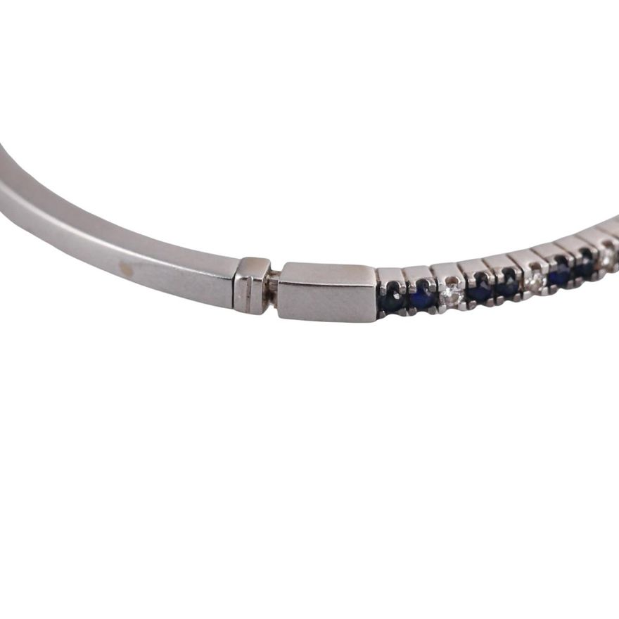 18k Gold Diamond Sapphire Bangle Bracelet