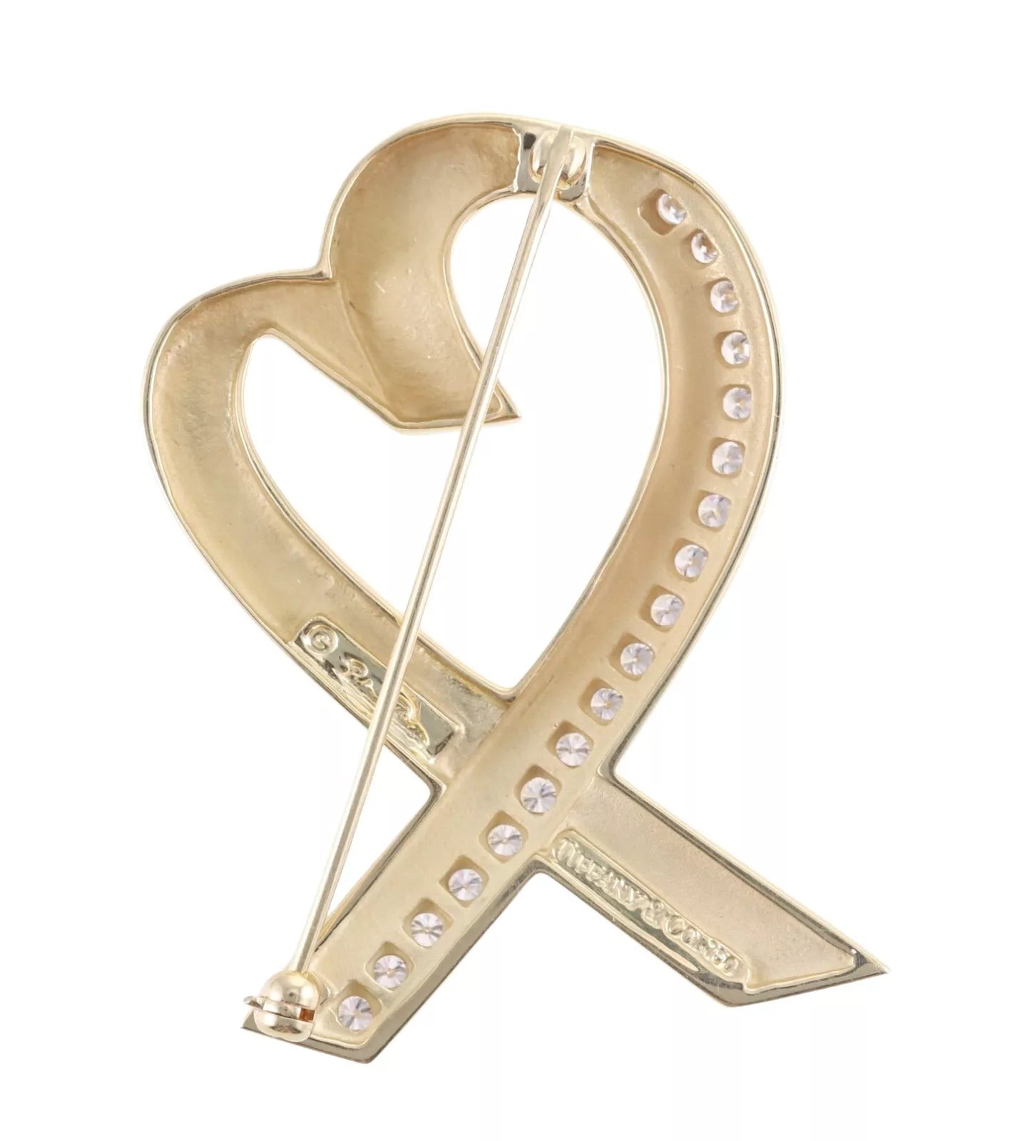 Tiffany & Co Paloma Picasso Loving Heart 18k Gold Diamond Brooch Pin