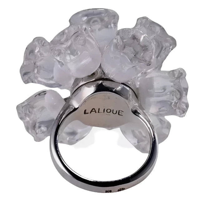 Lalique Crystal Sterling Silver Muguet Lily of the Valley Ring