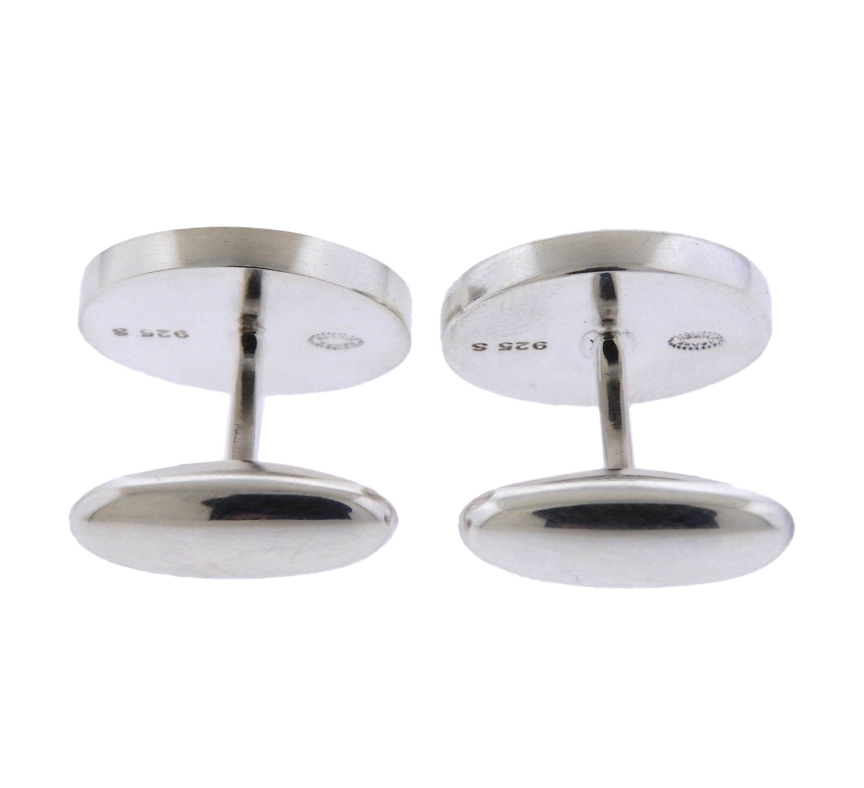 Georg Jensen Checkered Sterling Silver Enamel Cufflinks