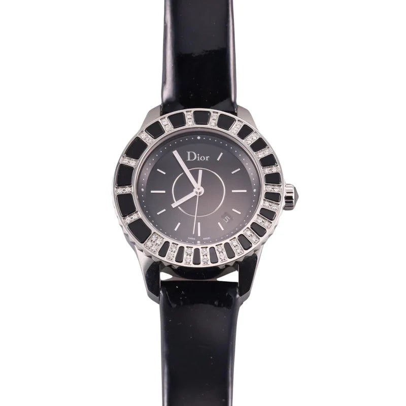 Christian Dior Christal Black Diamond Bezel Ladies Watch CD113115A001