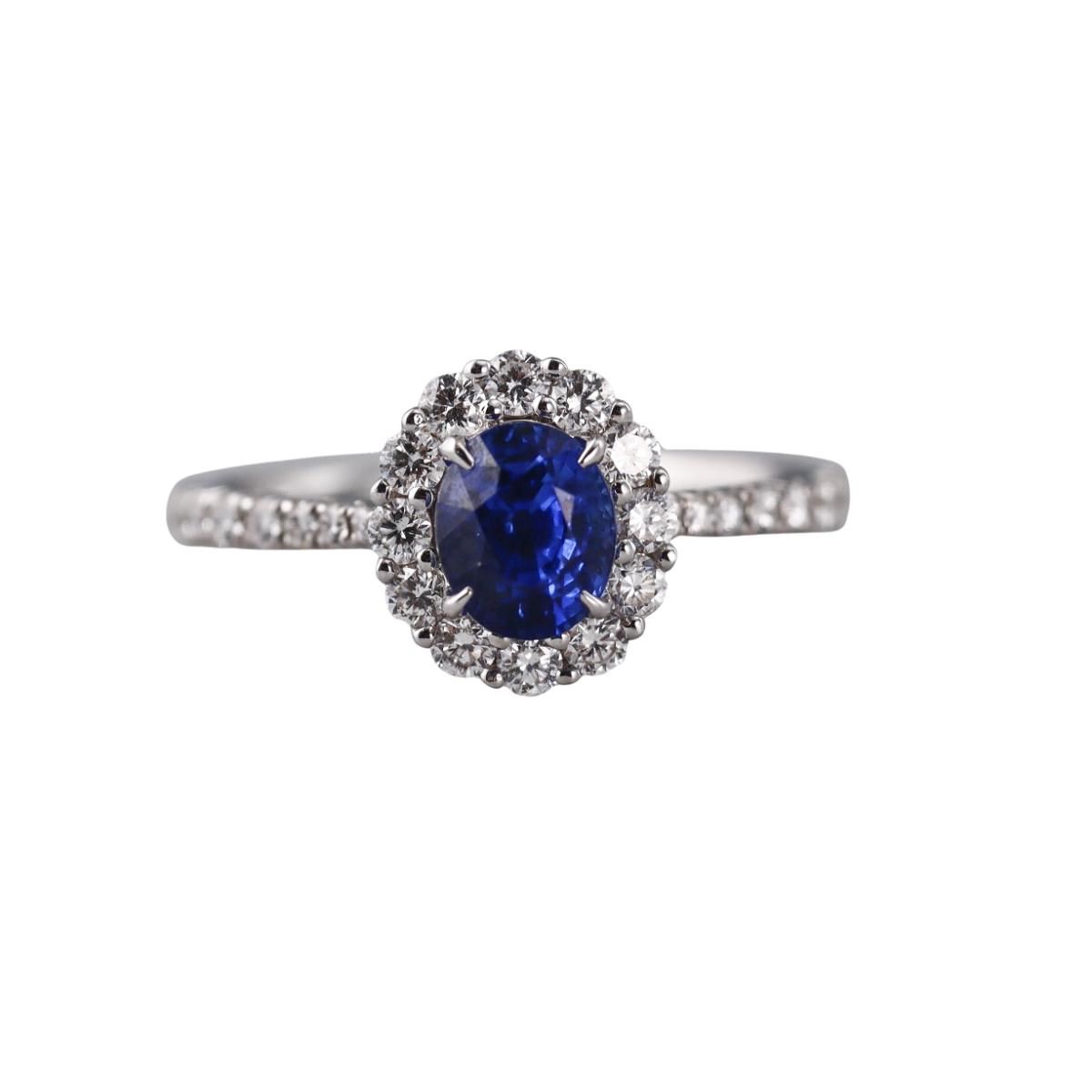 18k Gold Diamond Sapphire Ring