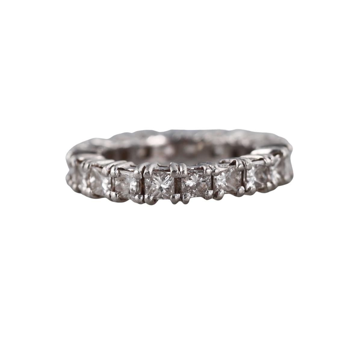 Platinum 3ctw Princess Cut Diamond Eternity Wedding Band Ring