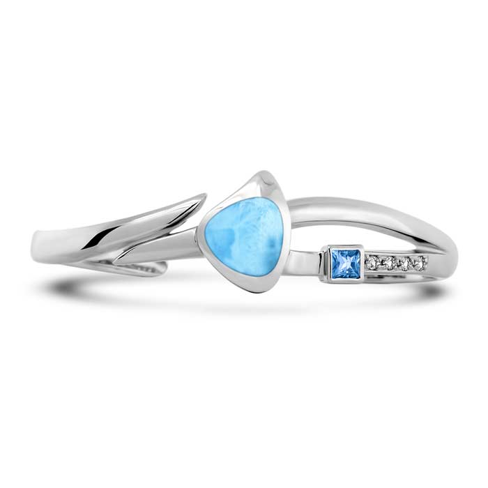 Marahlago Sterling Silver Larimar Blue Topaz Cuff Bracelet Retail $450 #023