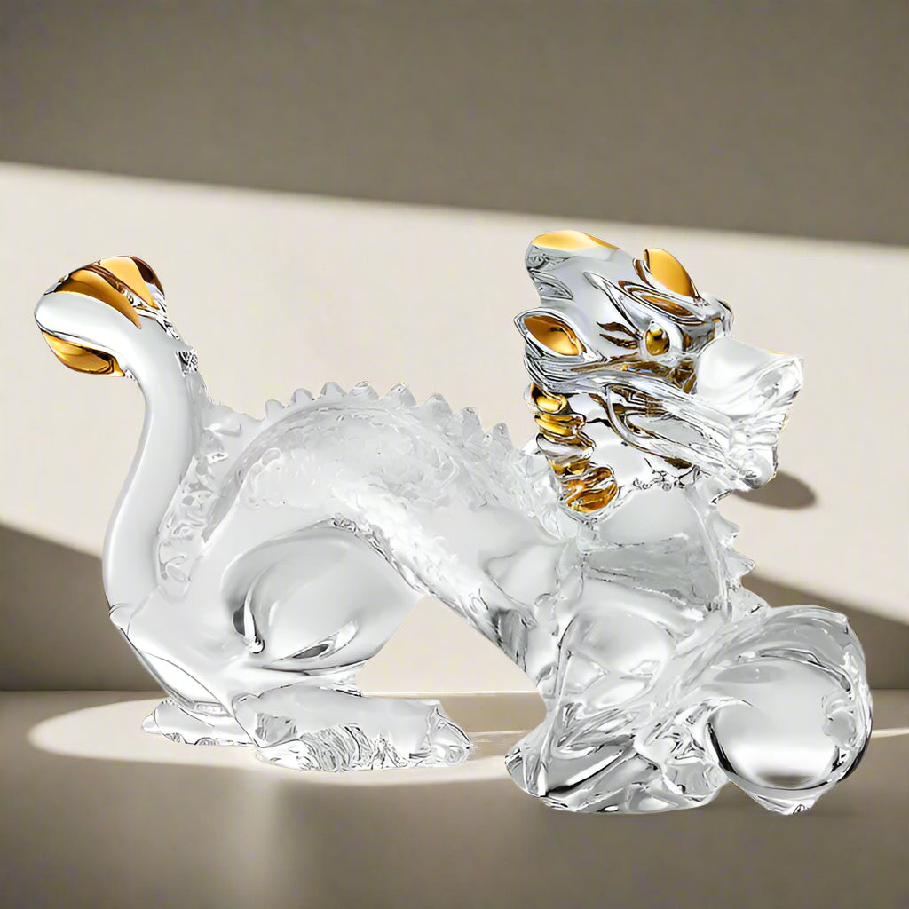 Baccarat Crystal Zodiac Clear & Gold Dragon Figurine 2815632