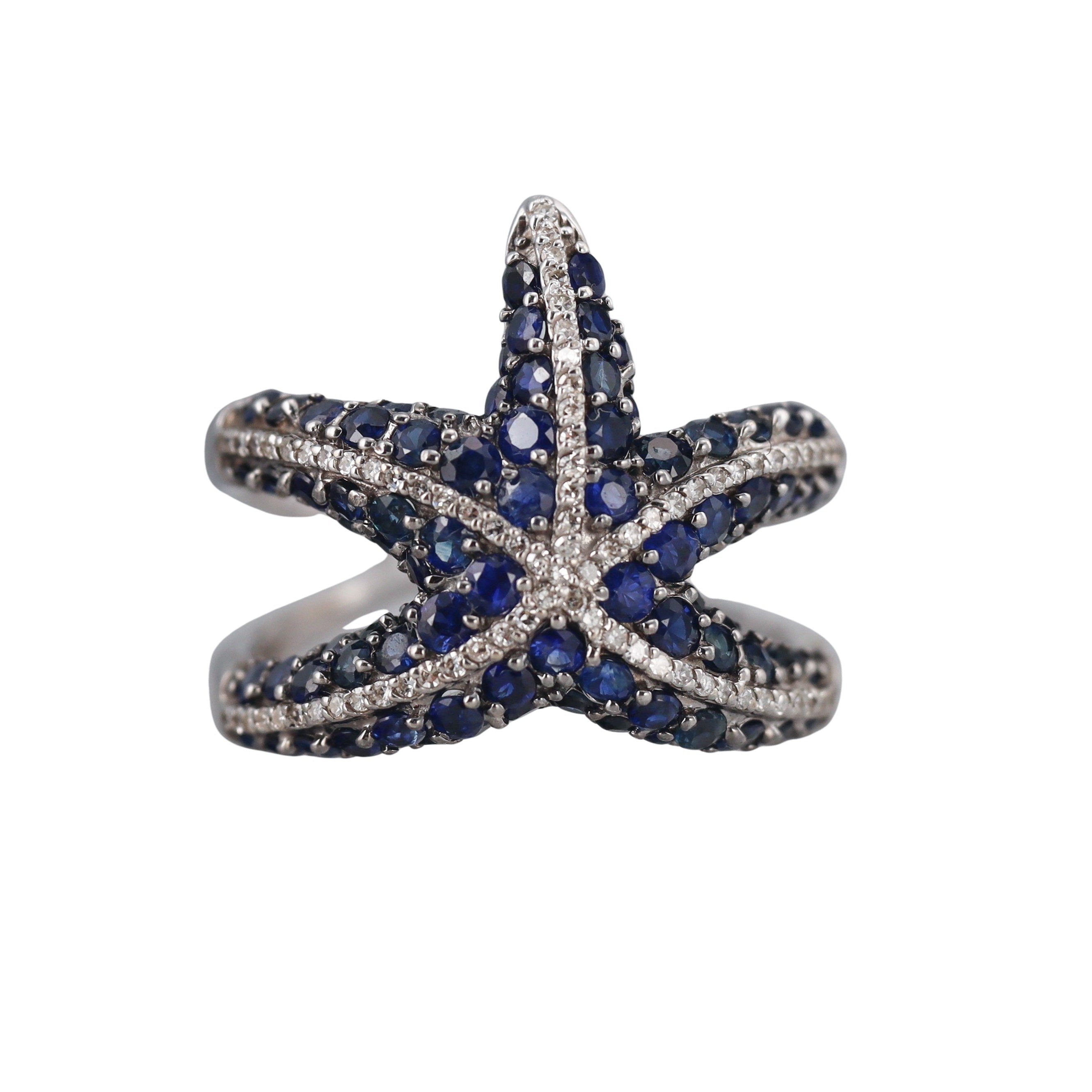 Effy 14k Gold Diamond Sapphire Starfish Ring