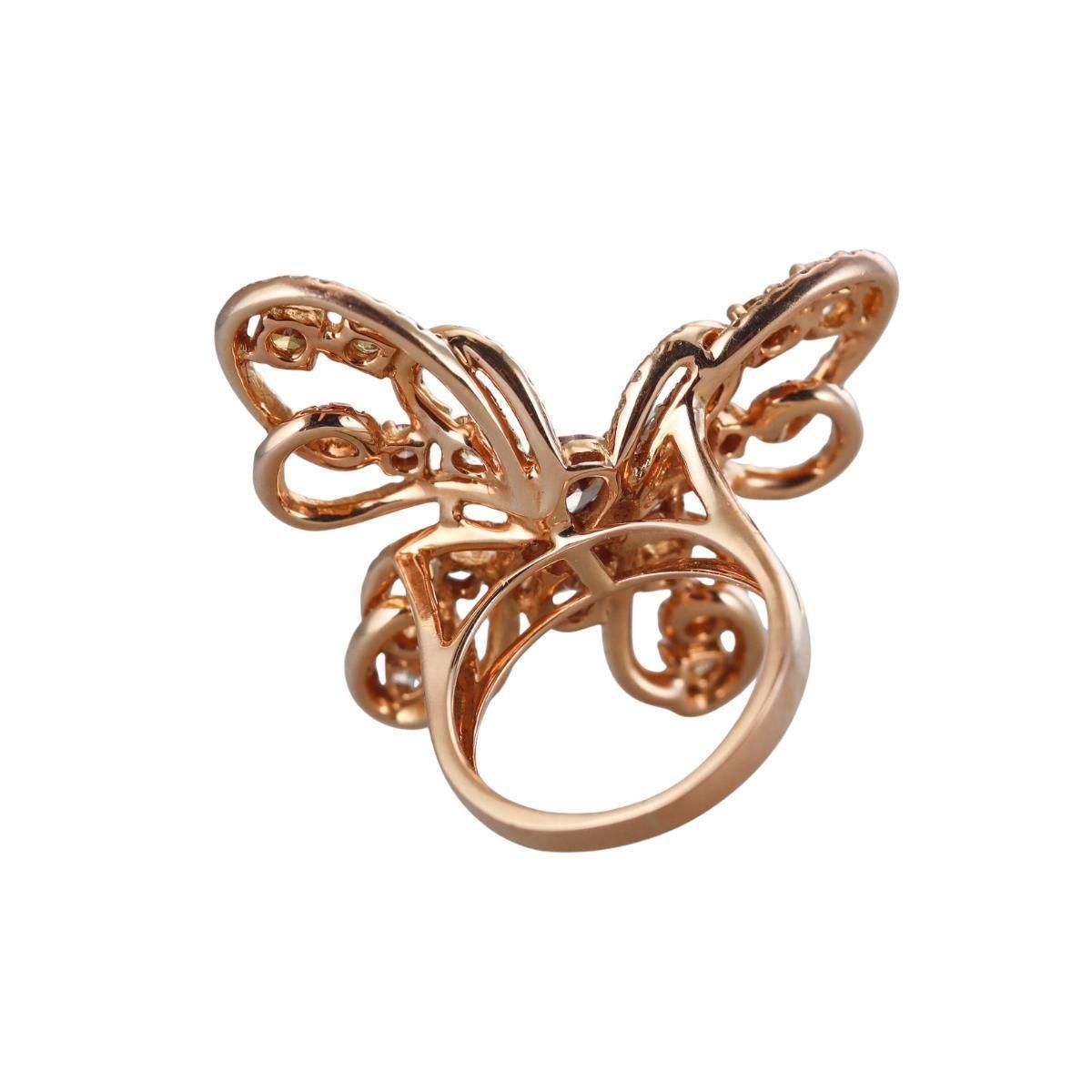 18k Gold 5ctw Fancy Color Diamond Butterfly Ring