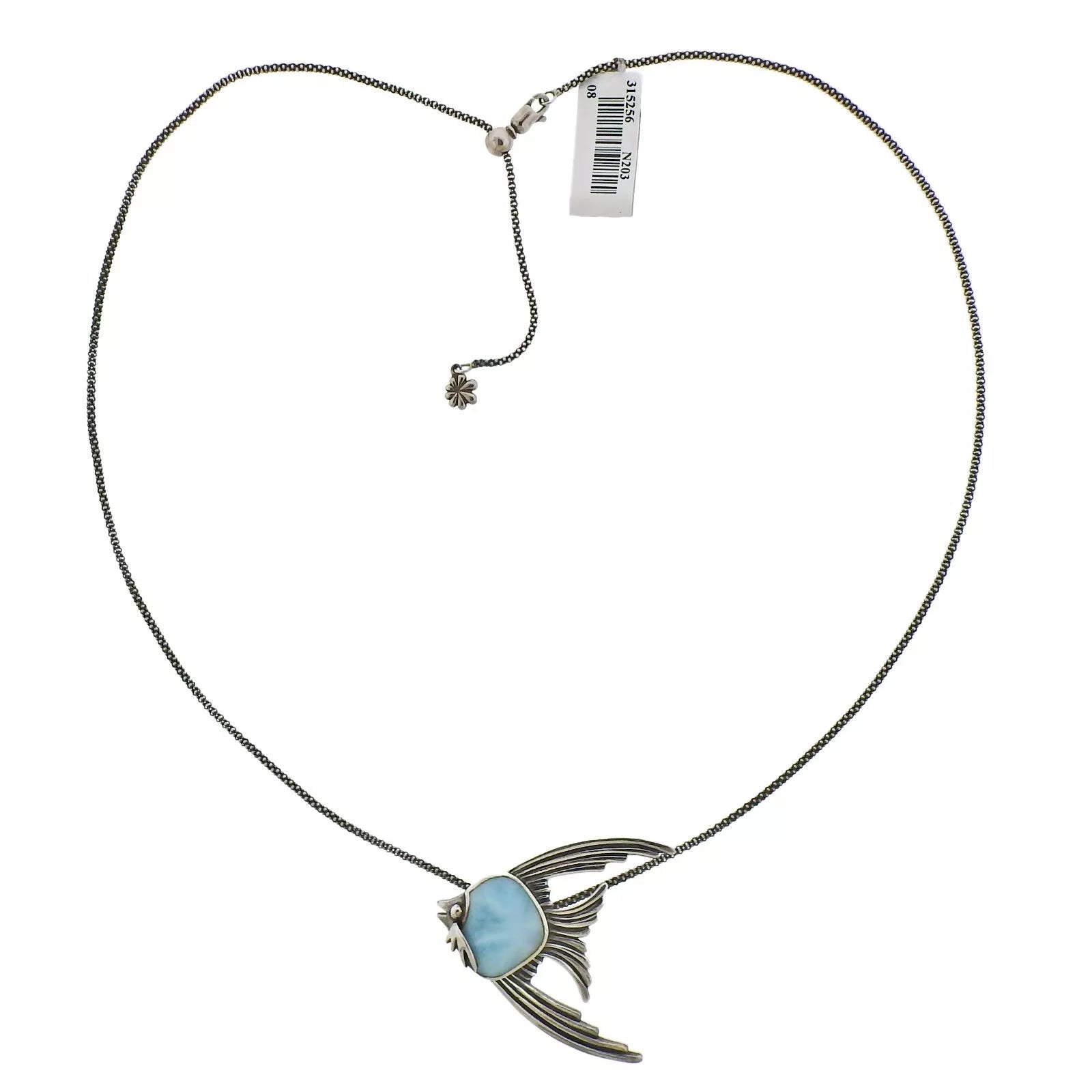 MarahLago Sterling Silver Fish Larimar Pendant Necklace Retail $407 #036