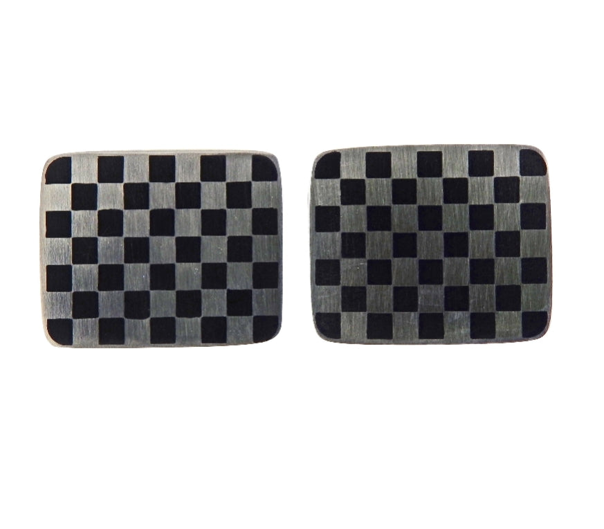 Georg Jensen Checkered Sterling Silver Cufflinks OG-1918
