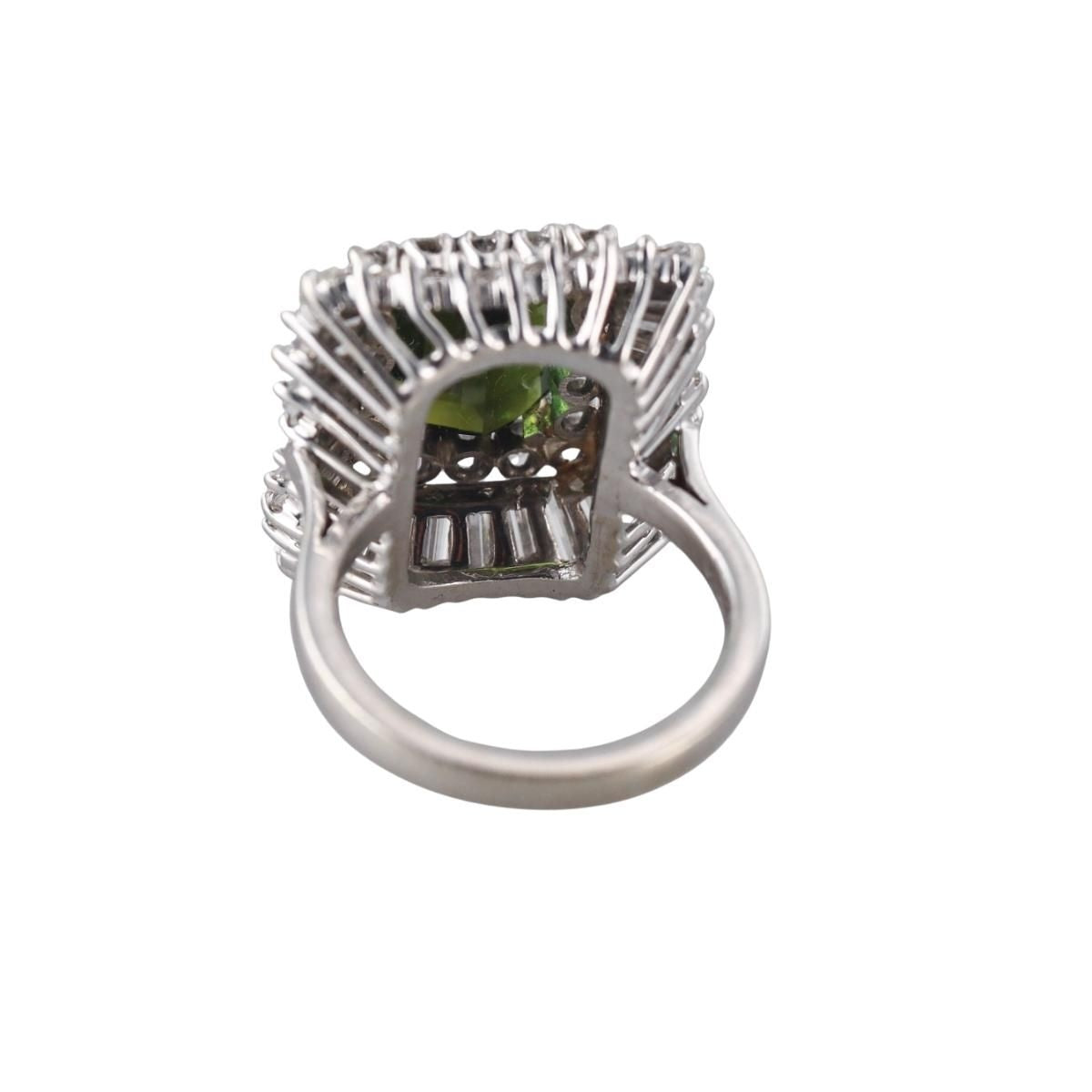 14k Gold 4ct Green Tourmaline 1.70ctw Diamond Ring