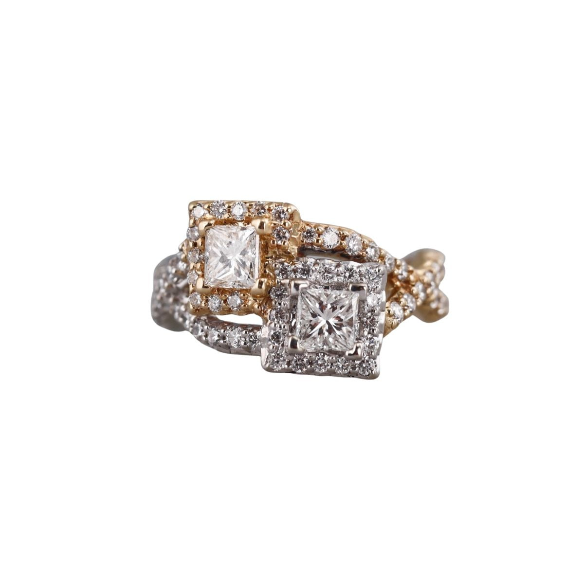 14k Gold Diamond Crossover Engagement Ring