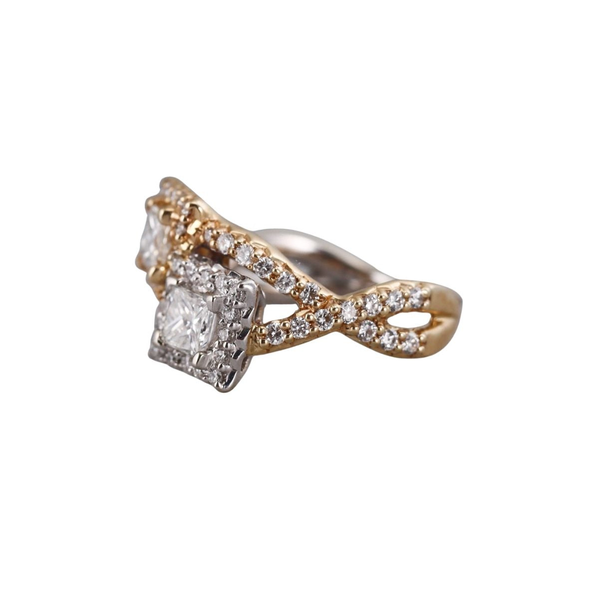 14k Gold Diamond Crossover Engagement Ring