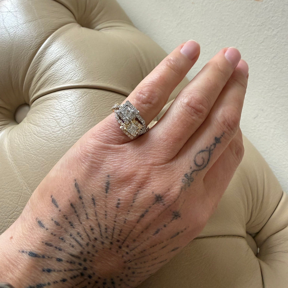 14k Gold Diamond Crossover Engagement Ring