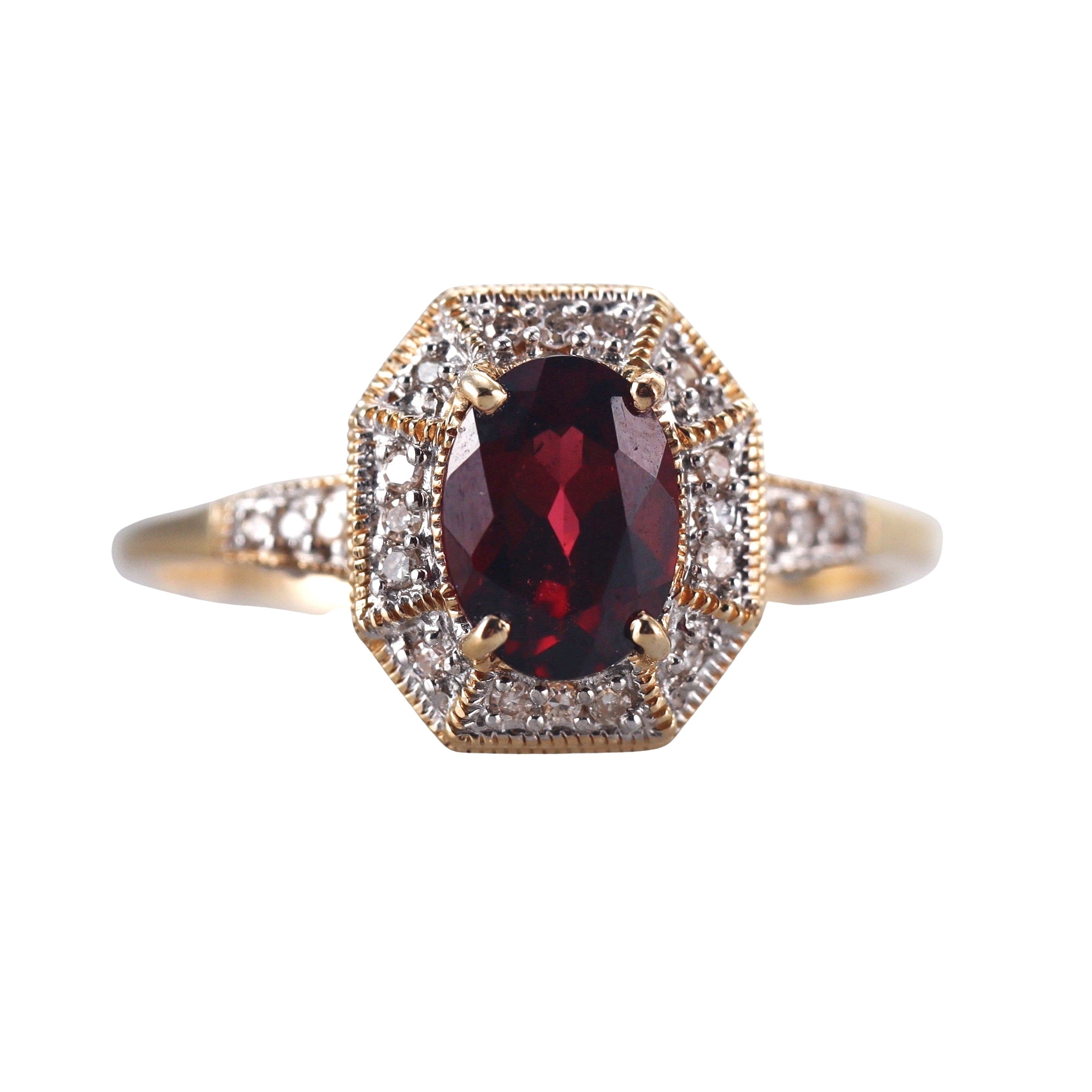 14k Gold Diamond Garnet Ring