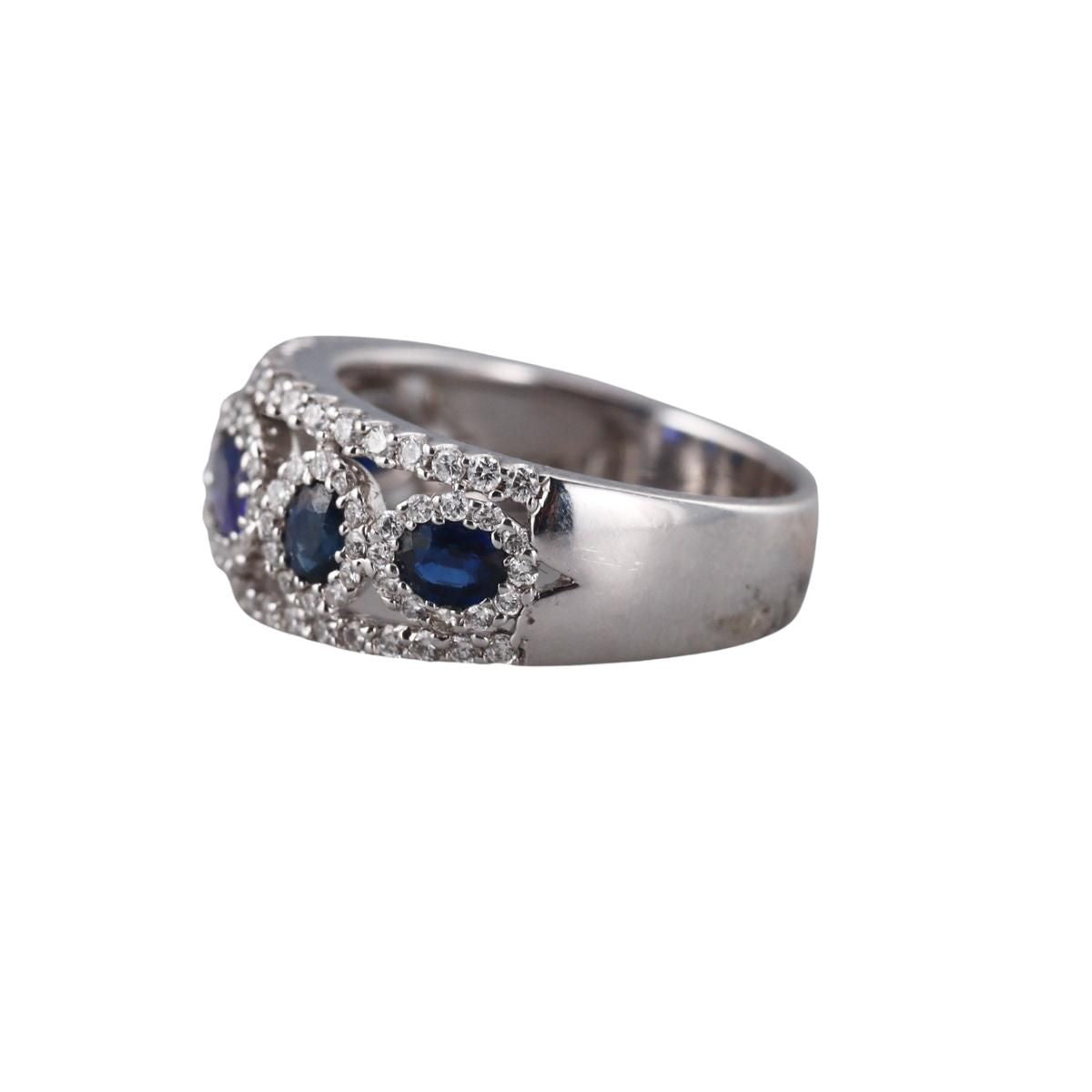 14k Gold Diamond Sapphire Half Band Ring
