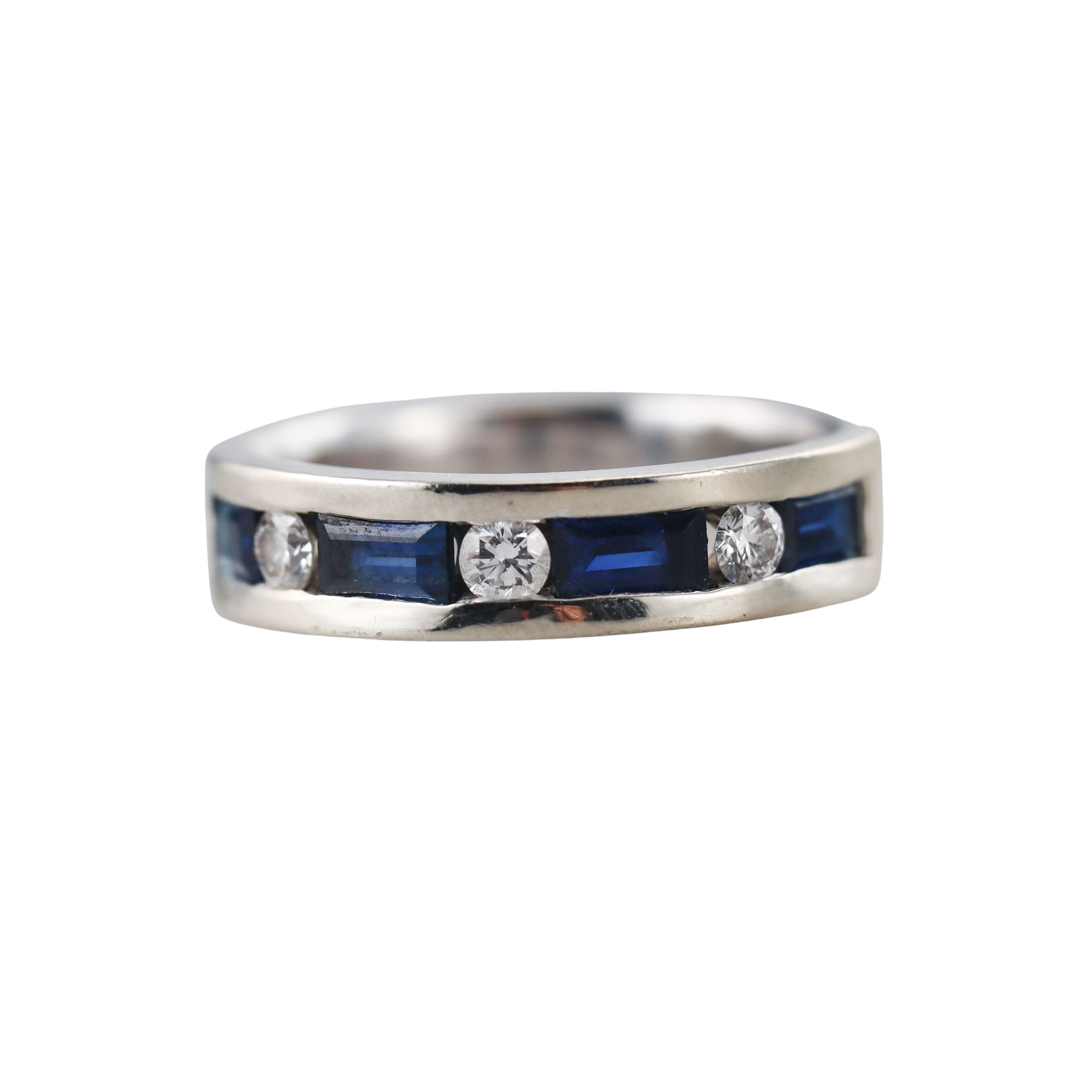 14k Gold Diamond Sapphire Wedding Half Band Ring
