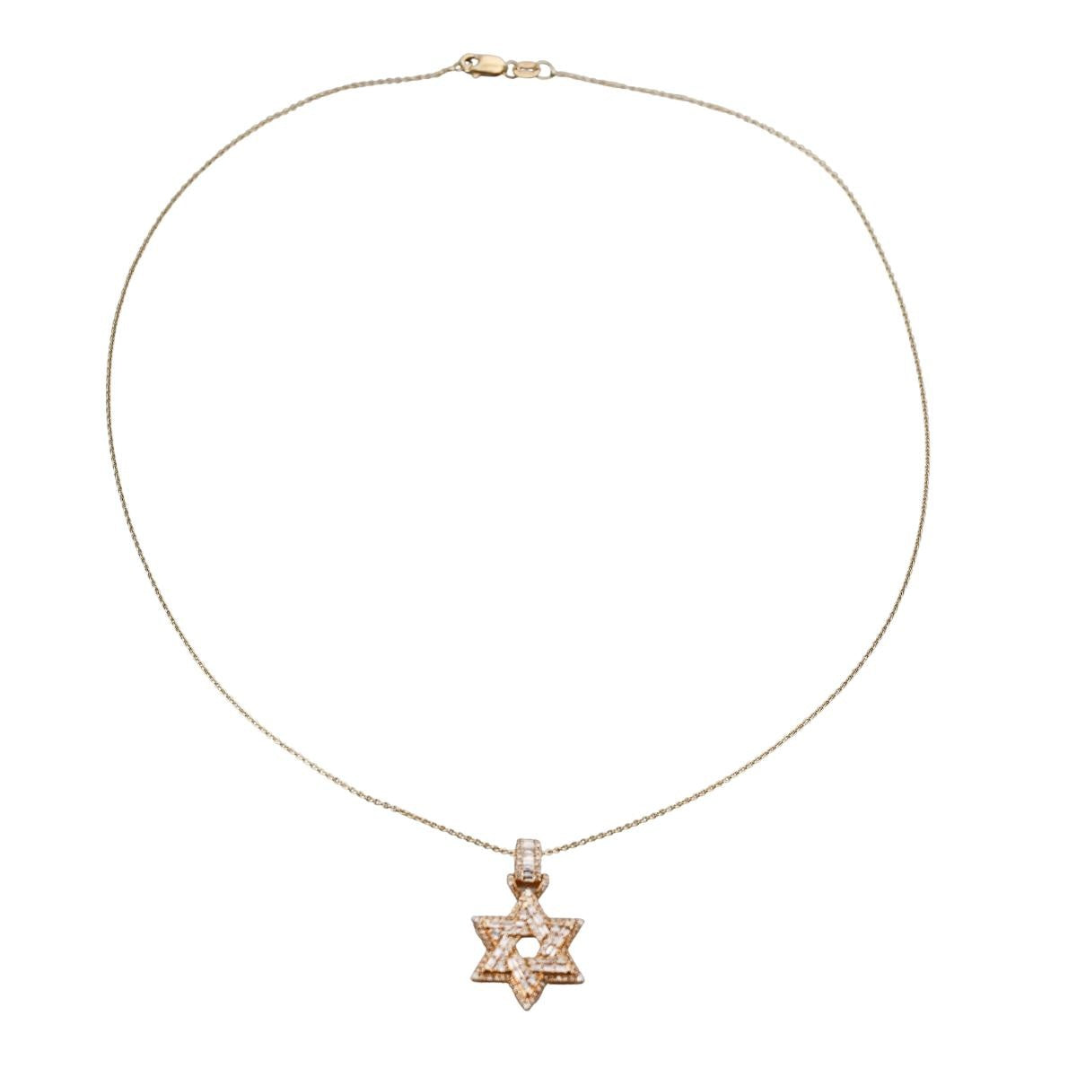 14k Gold Diamond Star of David Pendant Necklace