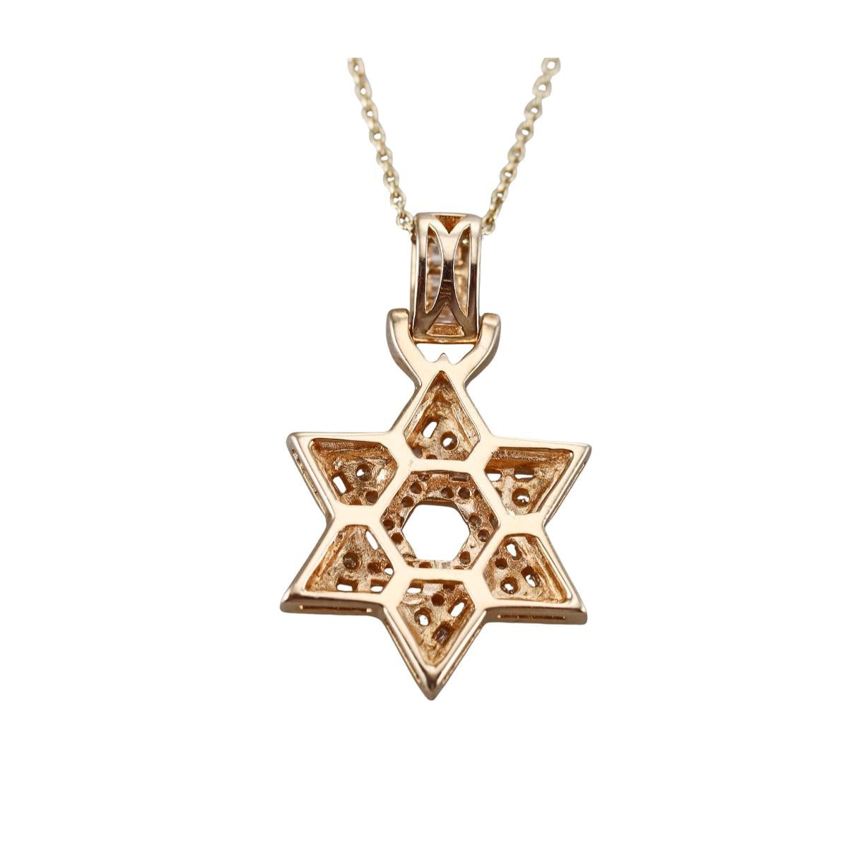 14k Gold Diamond Star of David Pendant Necklace