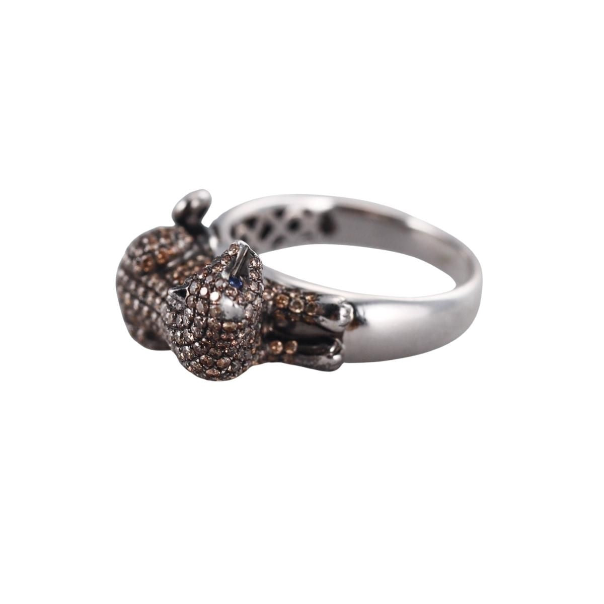 14k Gold Fancy Color Diamond Panther Ring