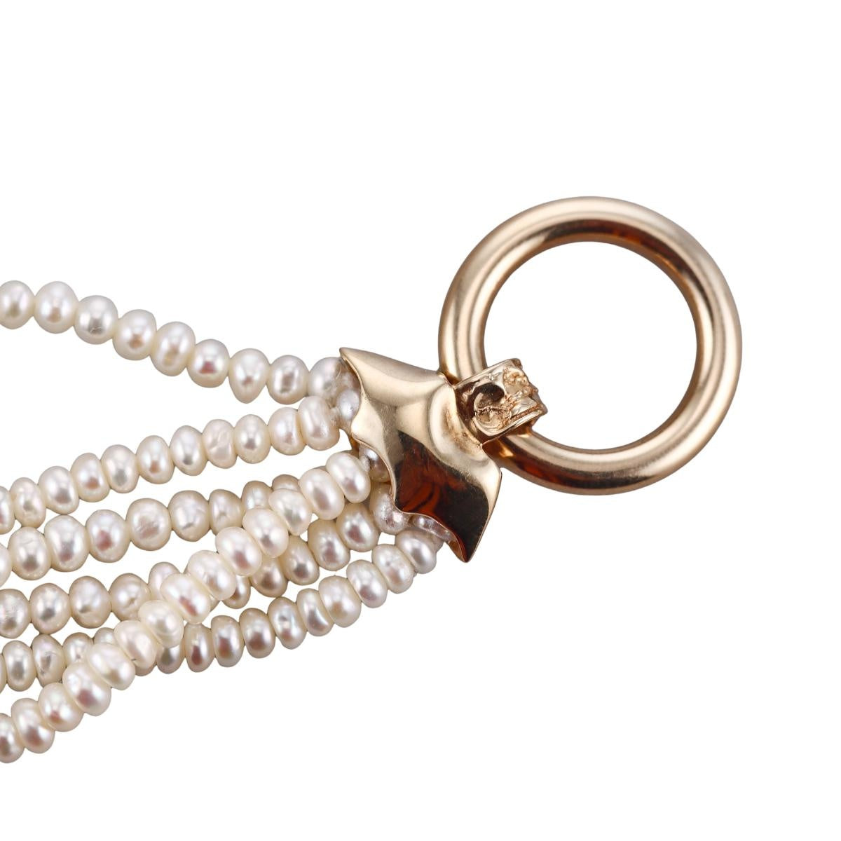 14k Gold Pearl Multi Strand Toggle Bracelet