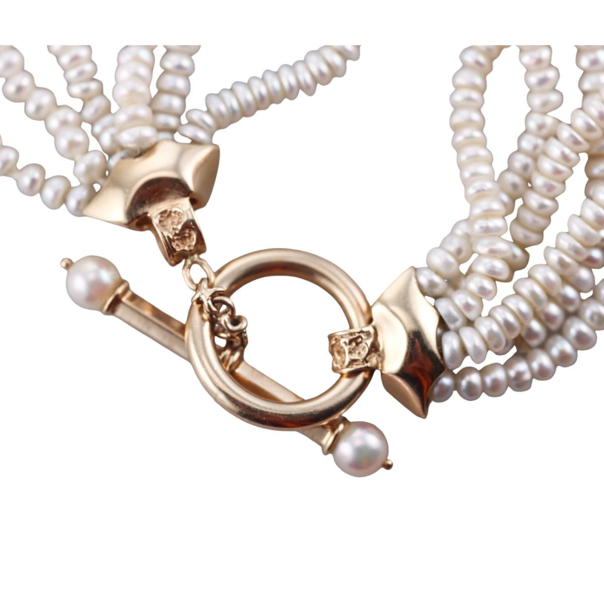 14k Gold Pearl Torsade Toggle Necklace