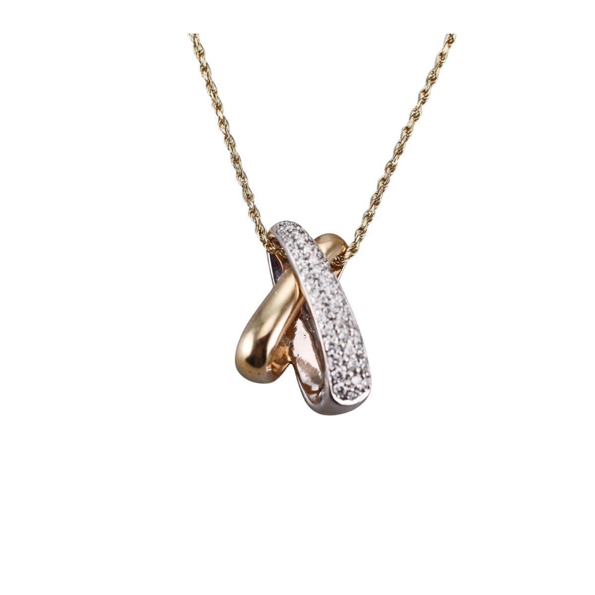 14k Yellow/White Gold Diamond Pendant Necklace