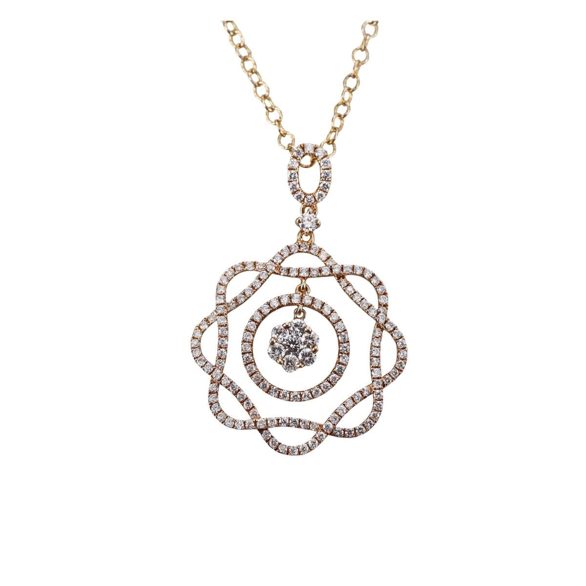 14k Yellow Gold Diamond Pendant Necklace