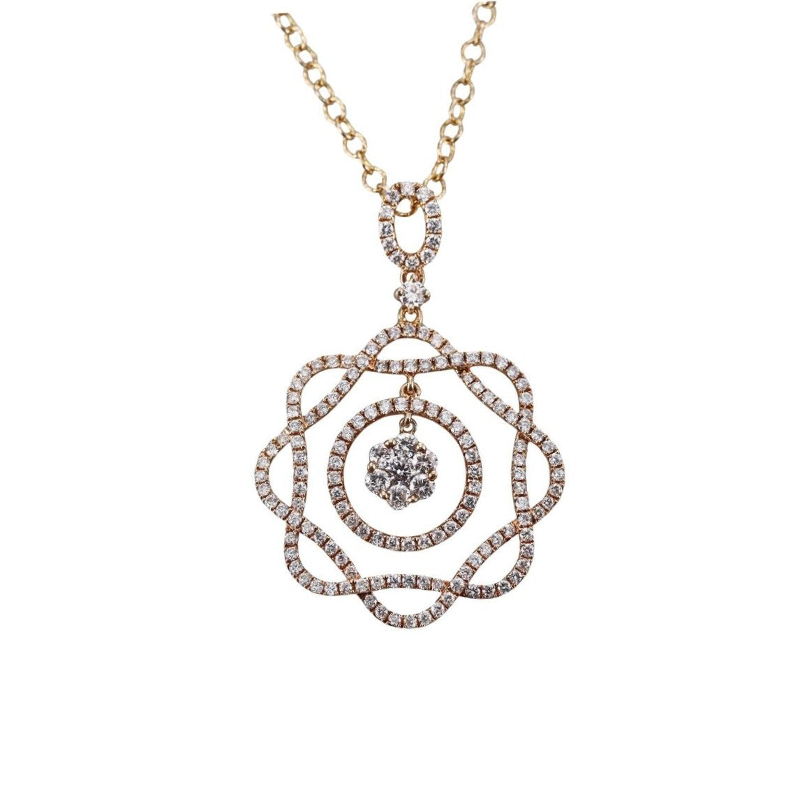 14k Yellow Gold Diamond Pendant Necklace