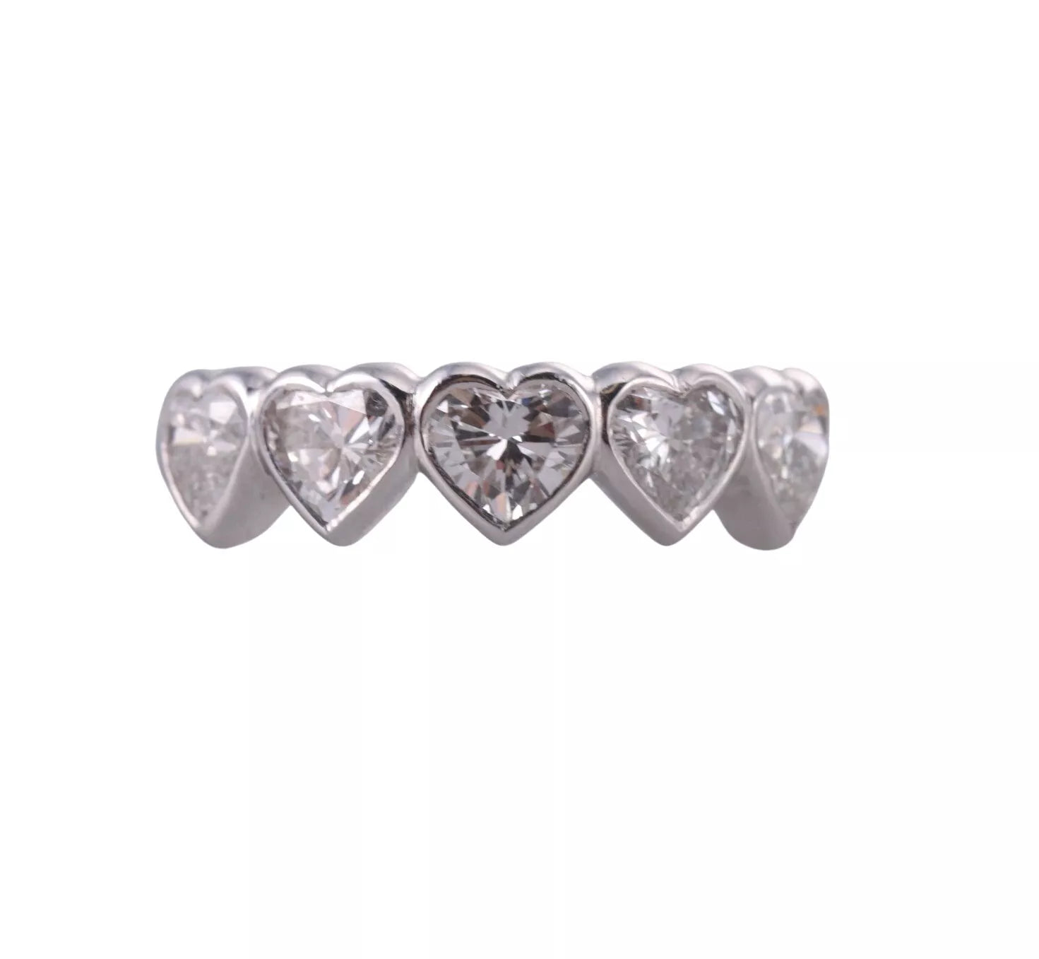 Platinum Heart Diamond Wedding Half Band Ring IT-11