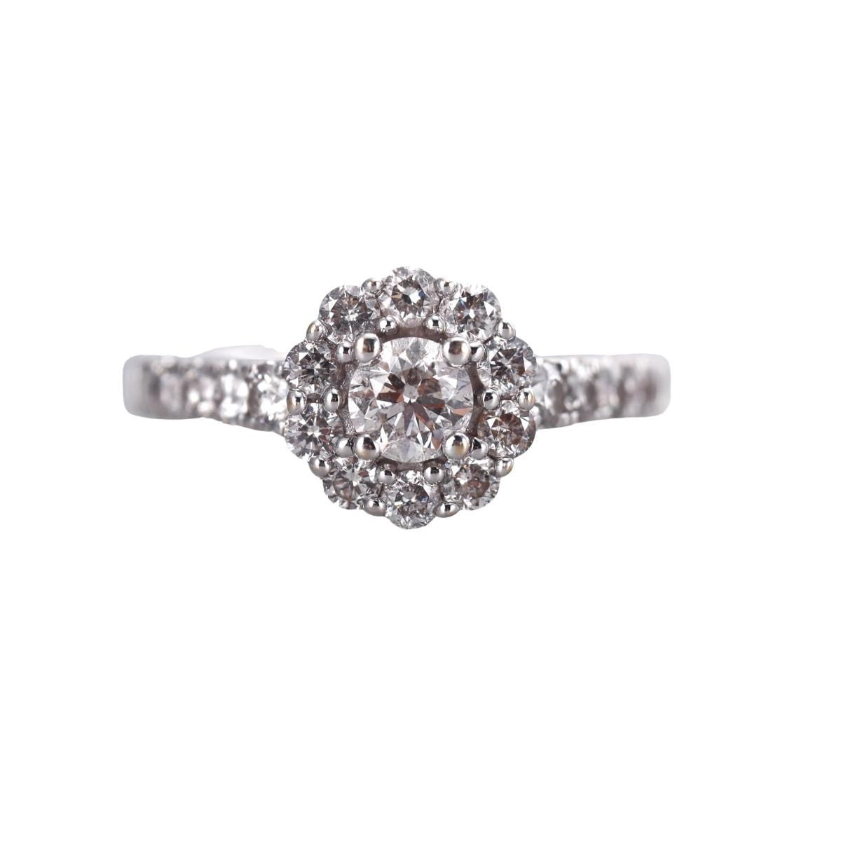 IGI Certified Marchesa 18k Gold Diamond Engagement Ring