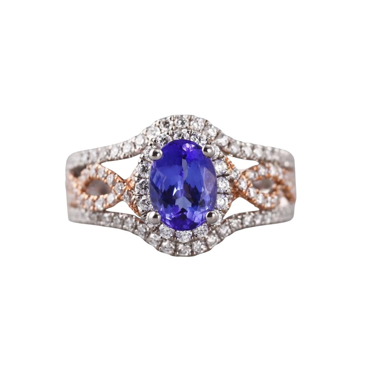 Hakman 18k Gold 1.43ct Tanzanite Diamond Ring