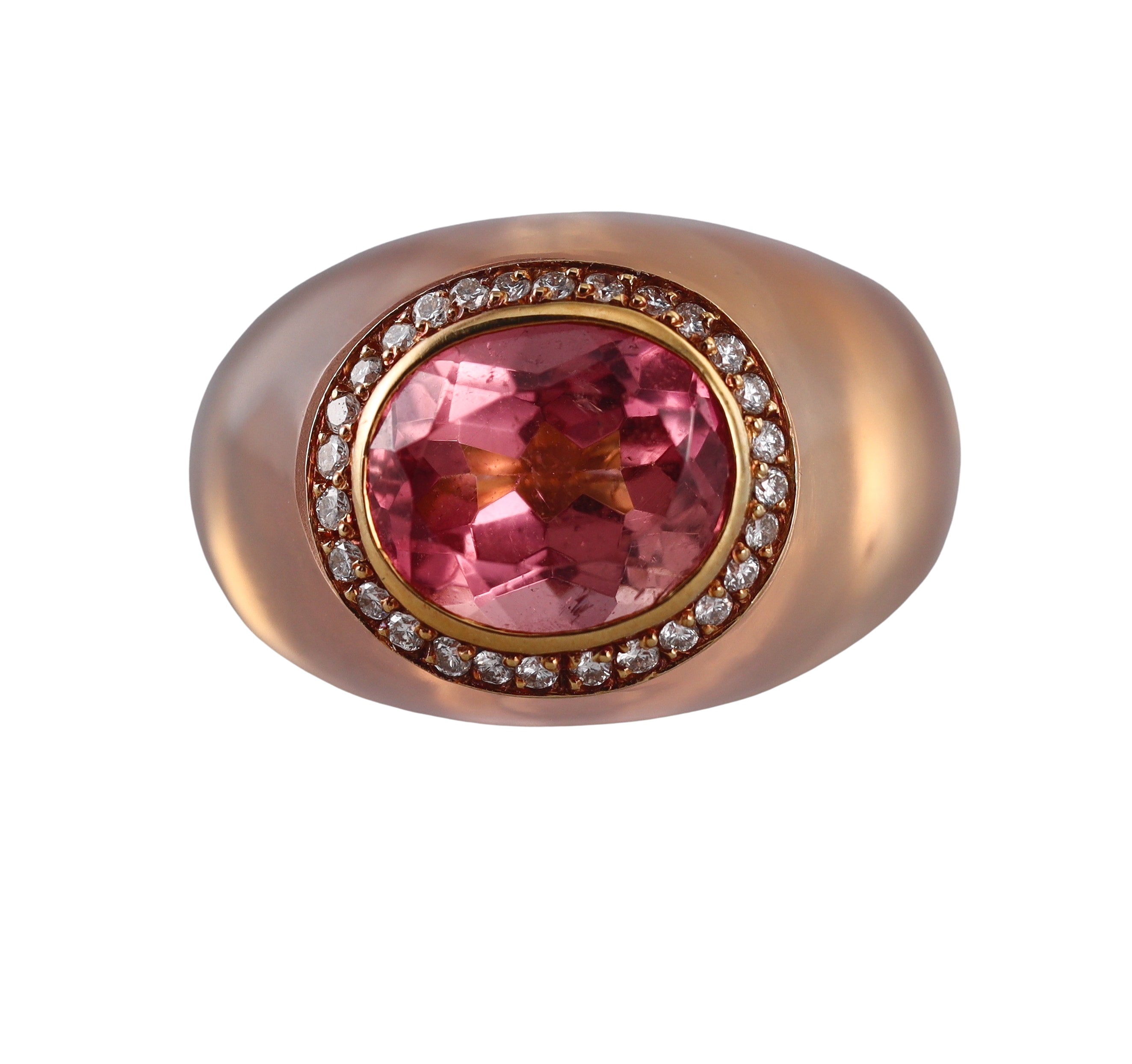 Laura J 18k Gold Pink Tourmaline Diamond Quartz Ring