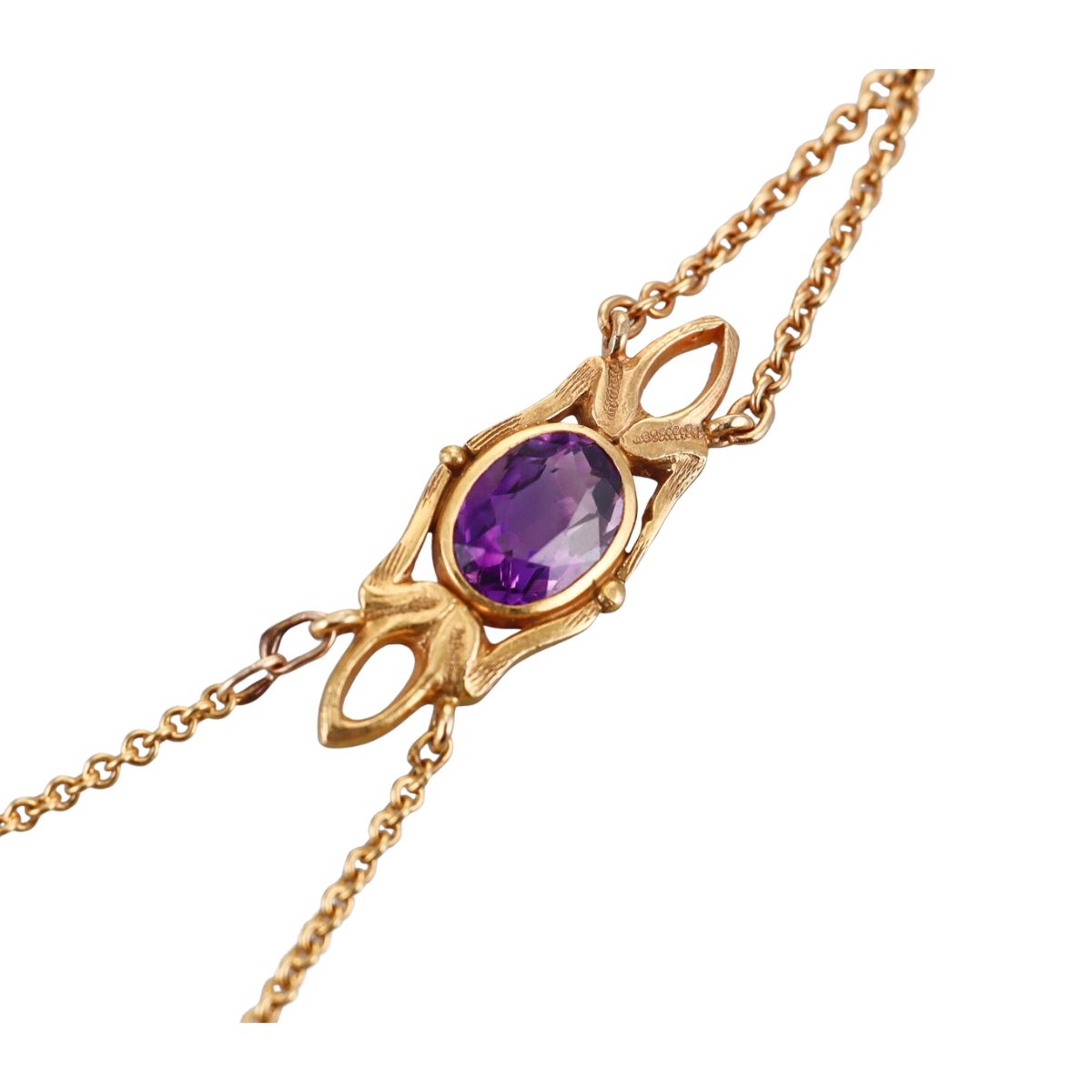 Art Nouveau Antique 14k Gold Amethyst Pearl Necklace