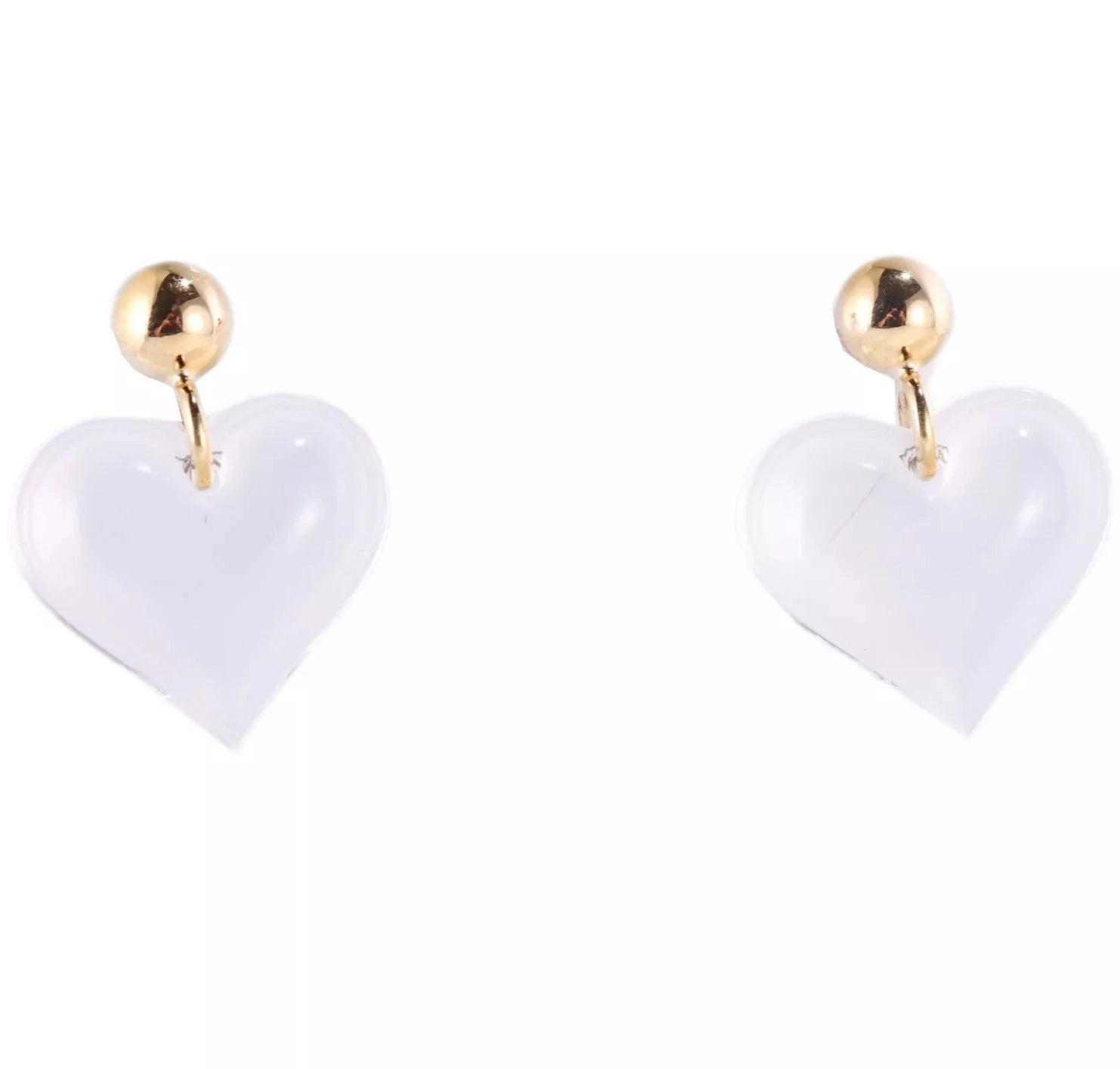 Lalique Crystal Gold Plated Heart Earrings