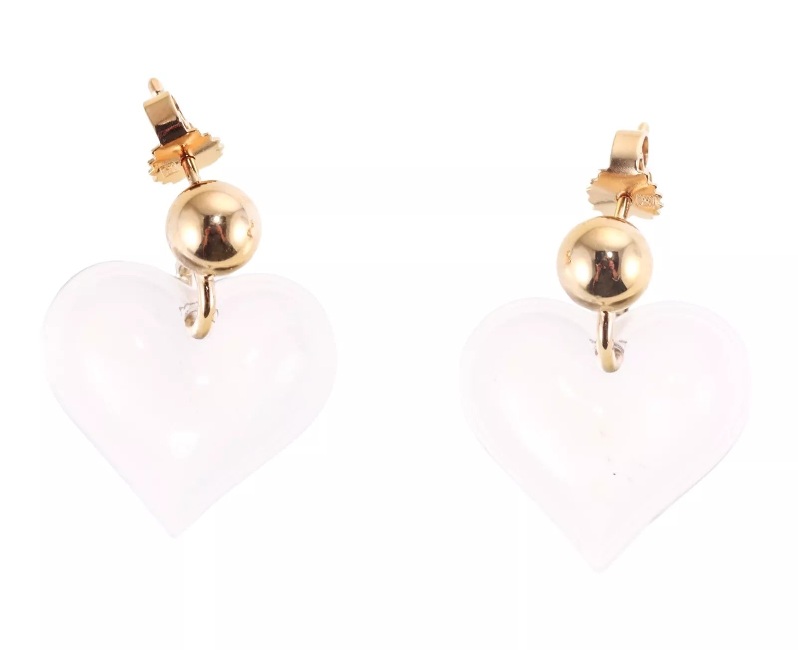 Lalique Crystal Gold Plated Heart Earrings