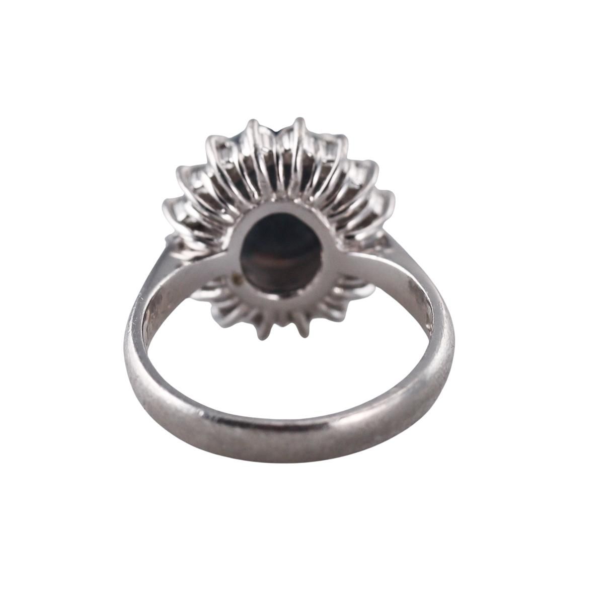 1.74ct Opal Diamond Platinum Cluster Ring