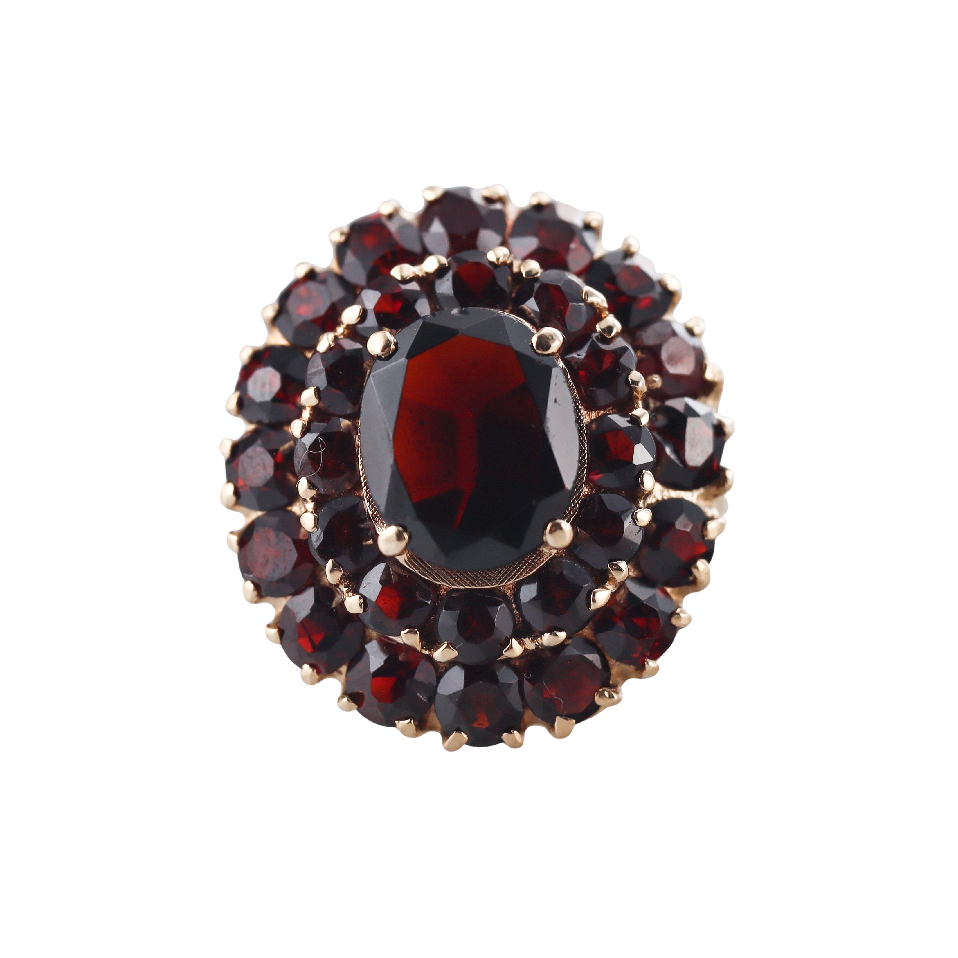 18k Gold Bohemian Garnet Cocktail  Ring