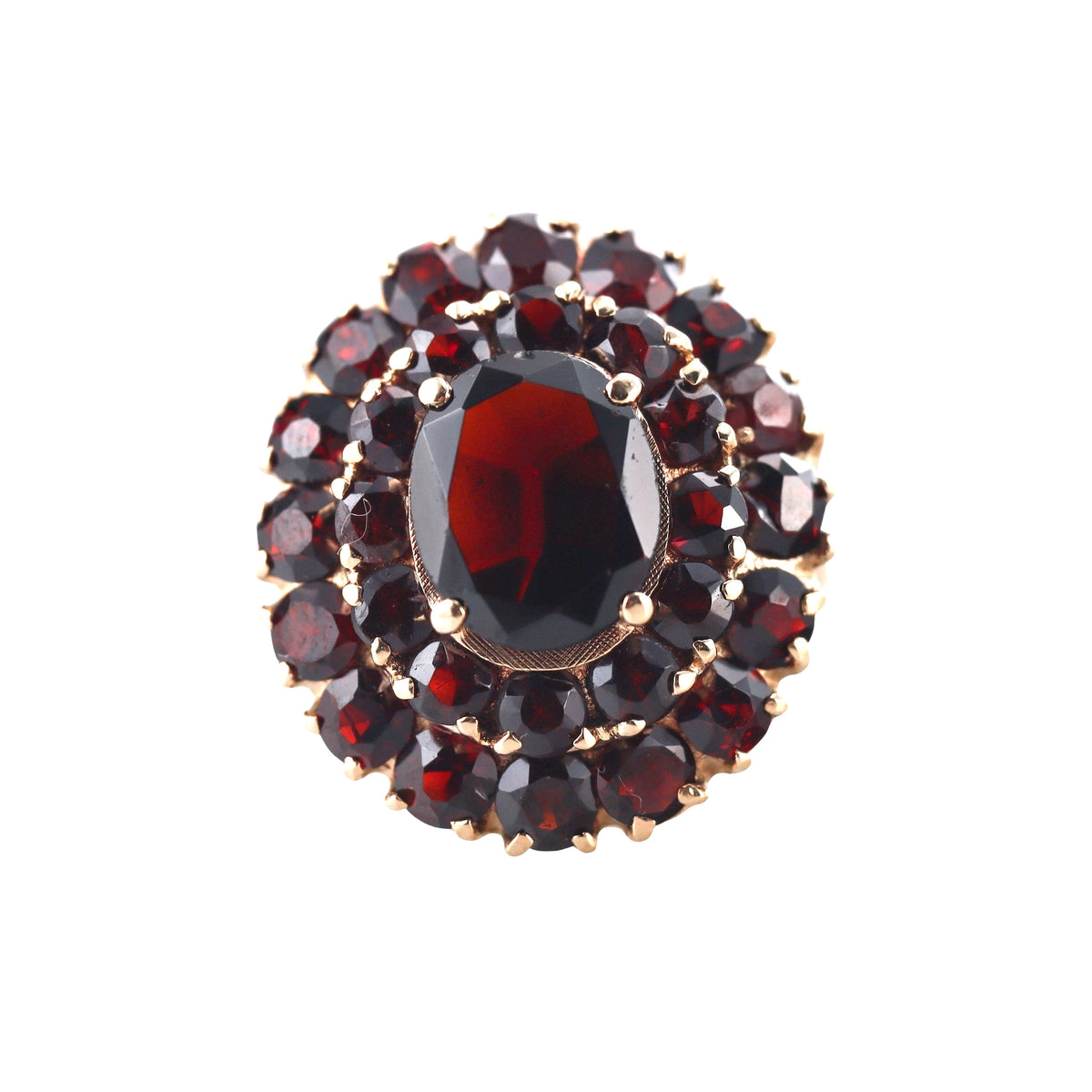 18k Gold Bohemian Garnet Cocktail  Ring