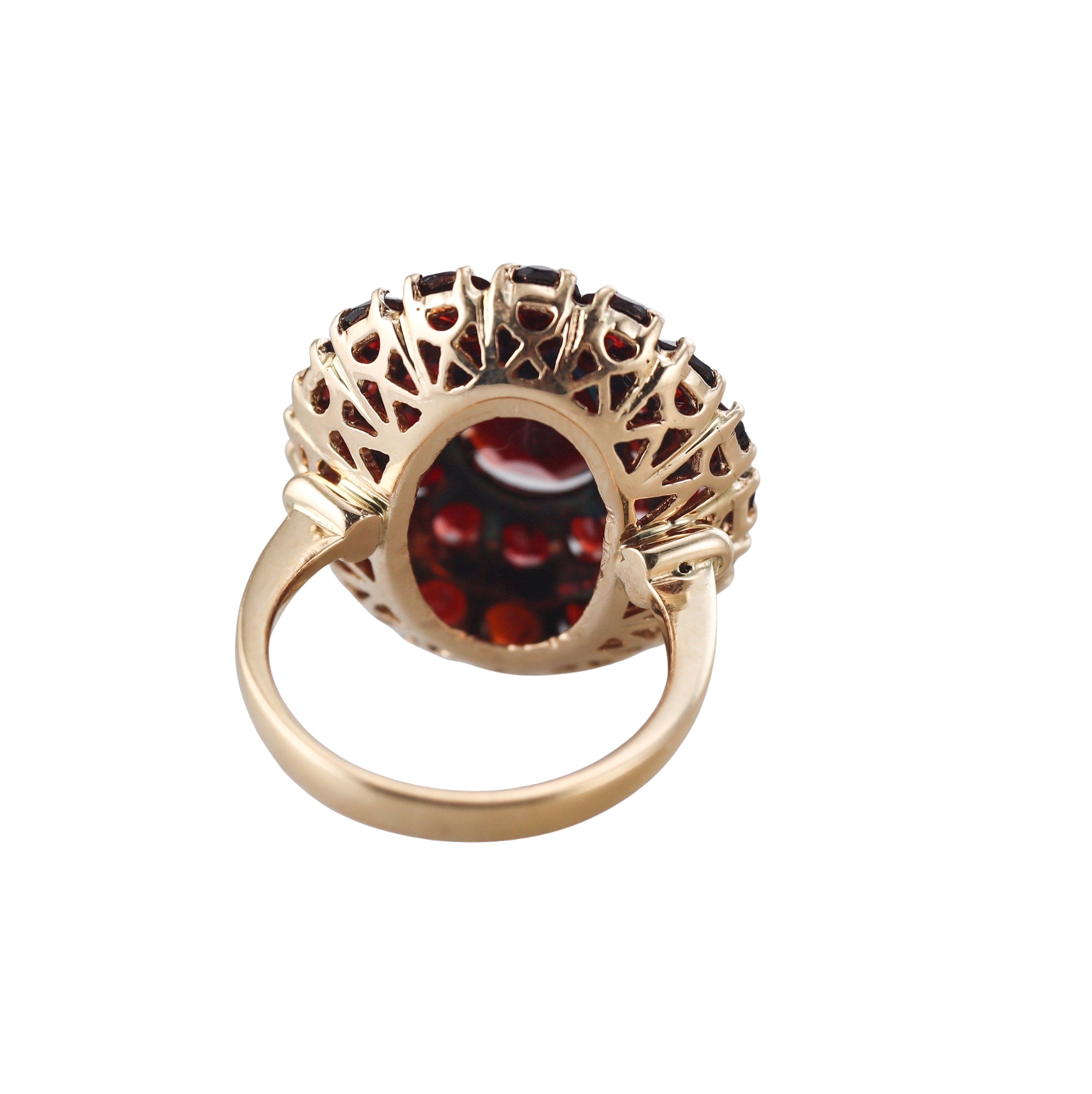 18k Gold Bohemian Garnet Cocktail  Ring